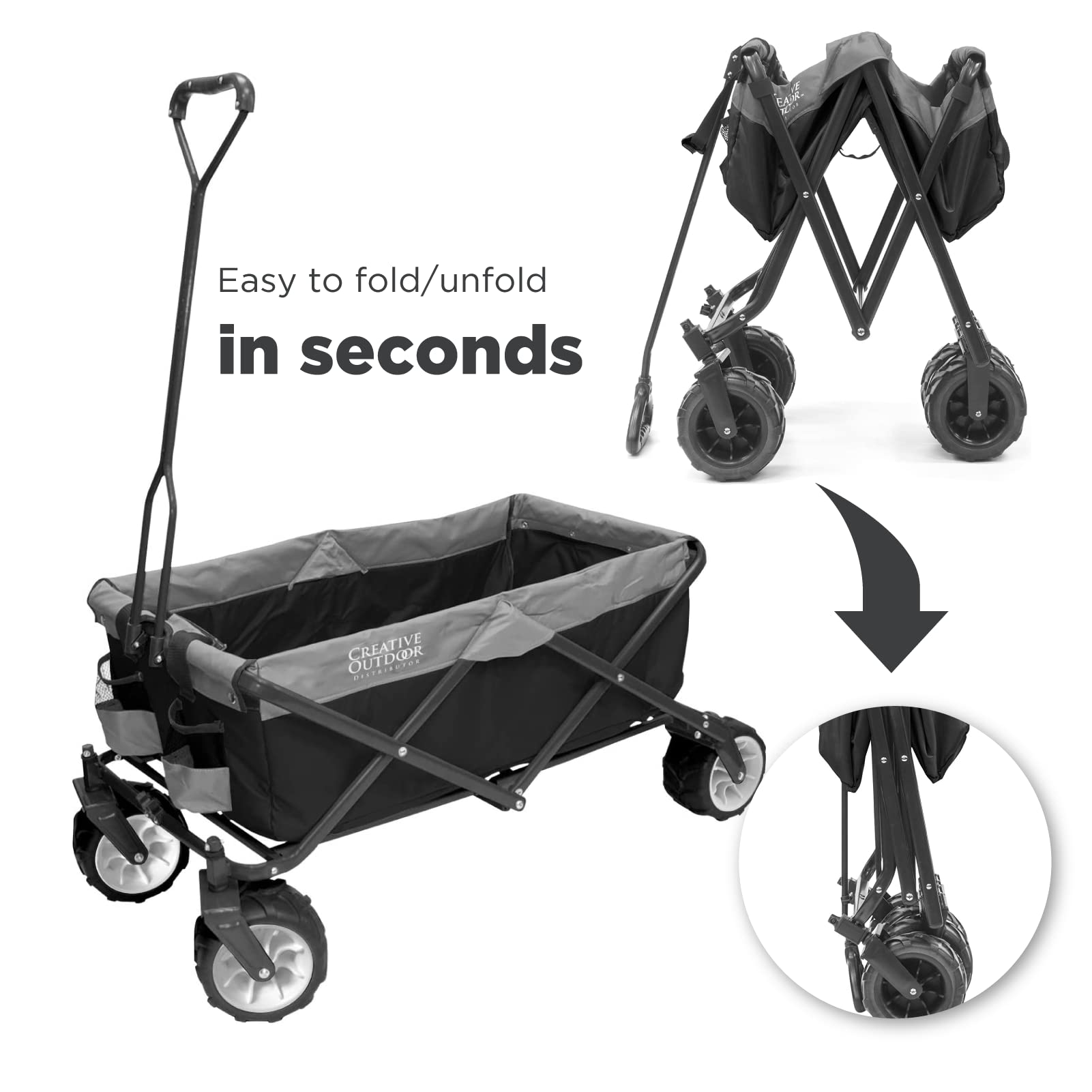 Best Collapsible Outdoor Wagon for Kids - All-Terrain Push Pull Stroller & Folding Cargo Cart | Perfect for Beach, Park, Garden, Sports & Camping | Durable & Portable for Family Outings, Picnics, and Shopping