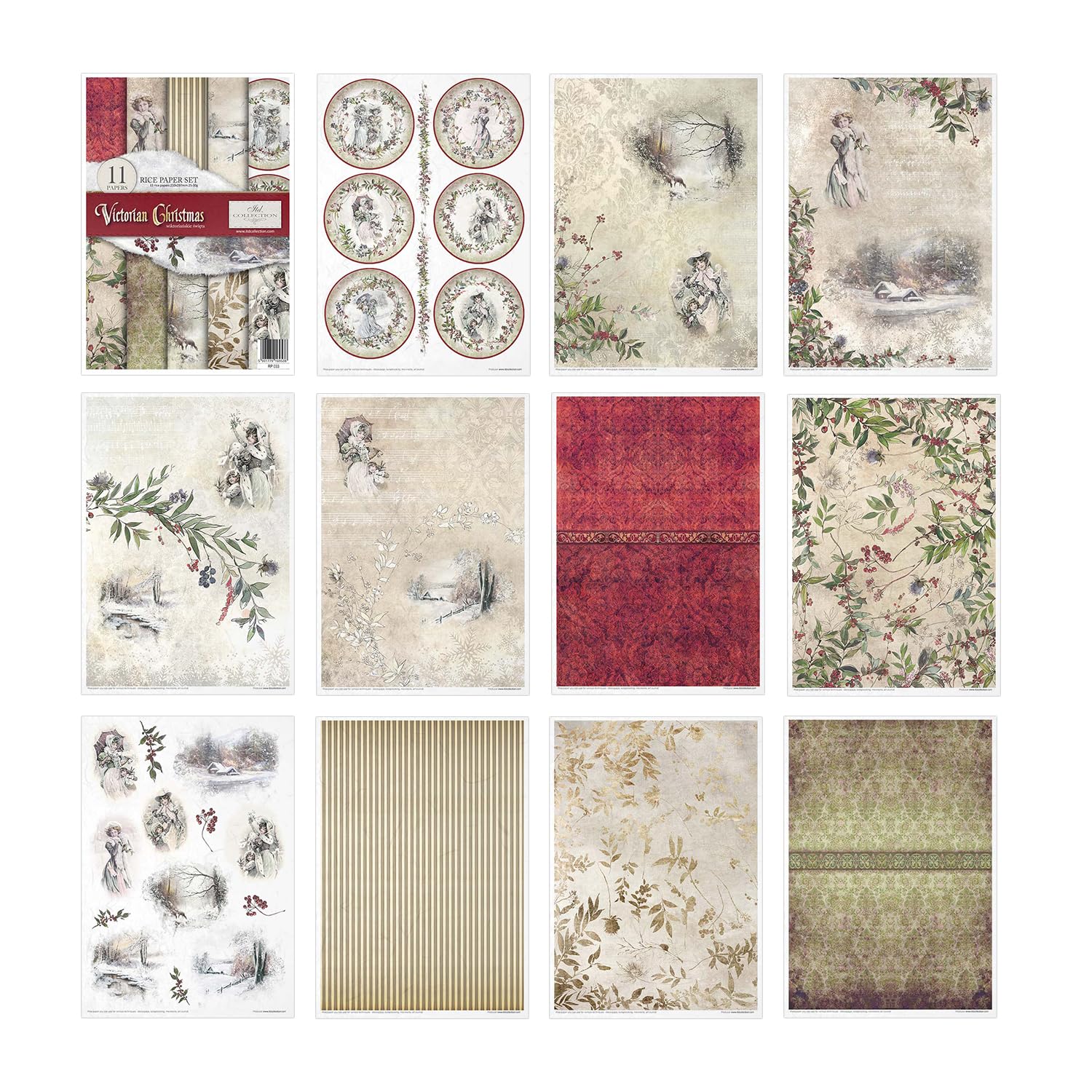 Victorian Christmas Rice Paper 29.7 x 21 cm (11.7 x 8.3 Inches) RP033 - Premium Holiday Scrapbooking, Card Making & DIY Craft Supplies for Festive Decorations