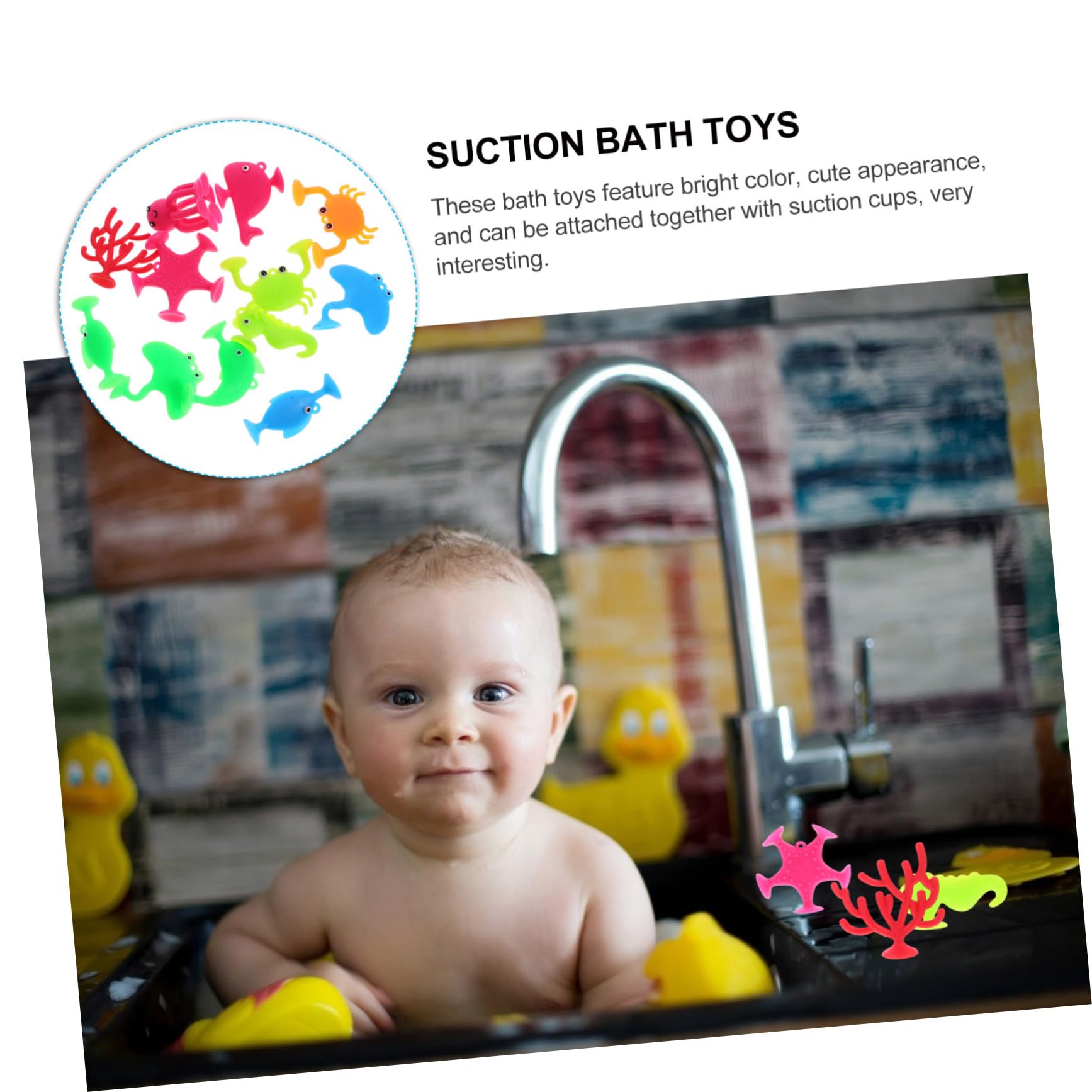CORHAD 18-Piece Suction Cup Bath Toys Set - Fun Cartoon Bathtub Toys for Kids, Waterproof Shower Toys for Toddlers - Perfect for Bath Time, Pool Play & Sensory Development