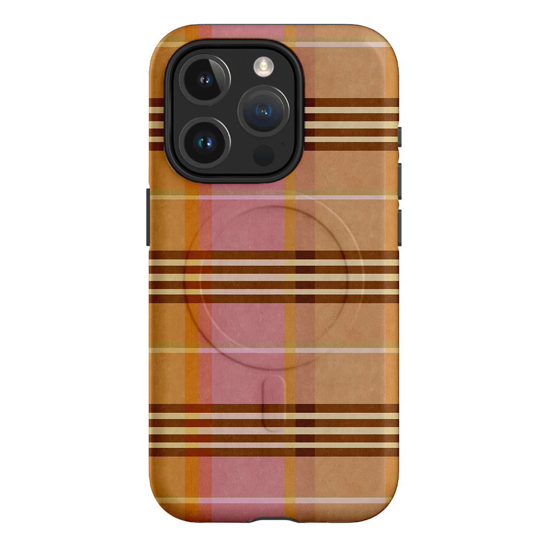Peachy Plaid Phone Case for iPhone 15/14/13/12/11 Pro Max - Cute Tartan Pattern Protective Cover with Shockproof Design - Perfect for Everyday Use, Travel & Fashion Accessories