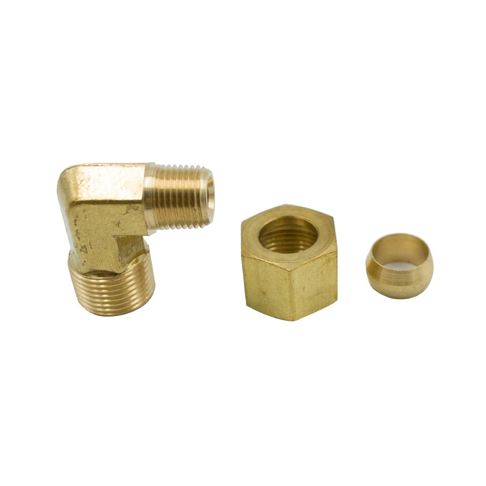 High-Quality Brass Compression Tube Fitting - 90 Degree Male Elbow (1, 1/2
