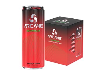 Sugar Free Caffeine Free Energy Drink with Alpha GPC, L-Carnitine & Ginseng - Zero Calorie Zero Carb Healthy Energy Boost for Workouts, Gaming & Focus - Watermelon Flavor (4 Pack)