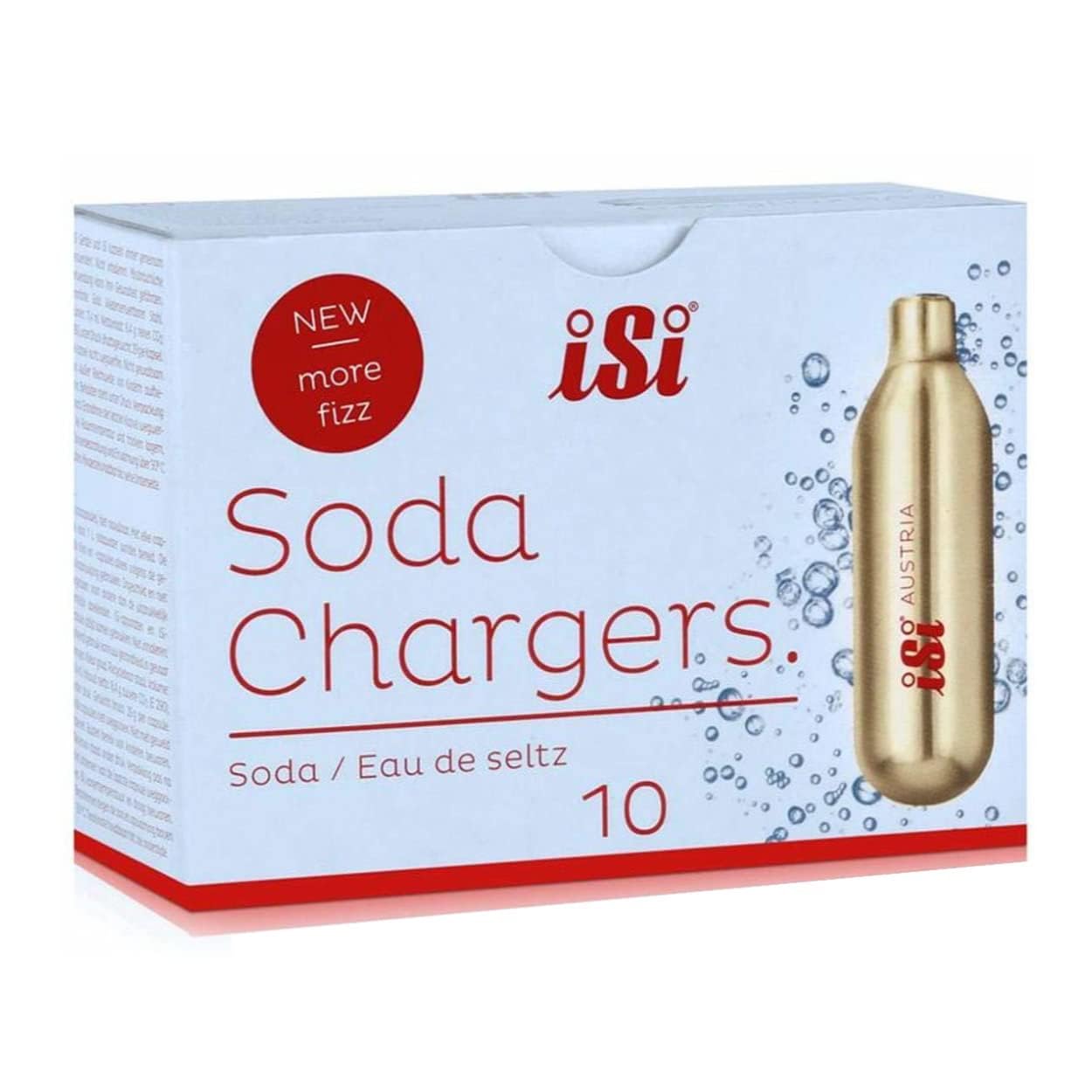 iSi CO2 Steel Soda Siphon Chargers (10-Pack) - 8.4g Food-Grade Carbon Dioxide Cartridges for iSi Classic & Stainless Steel Soda Makers | Gold Recyclable CO2 Canisters | Perfect for Home Carbonation, Sparkling Water & Cocktail Making (200-Piece Bulk Pack)
