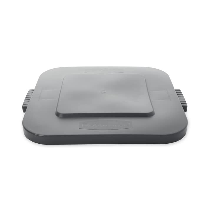Rubbermaid Commercial 28-Gallon Gray Square Brute Storage Tote Lid - 6 Pack | Heavy-Duty Trash Can Cover for Home, Office & Industrial Use | Fits Brute Square Containers