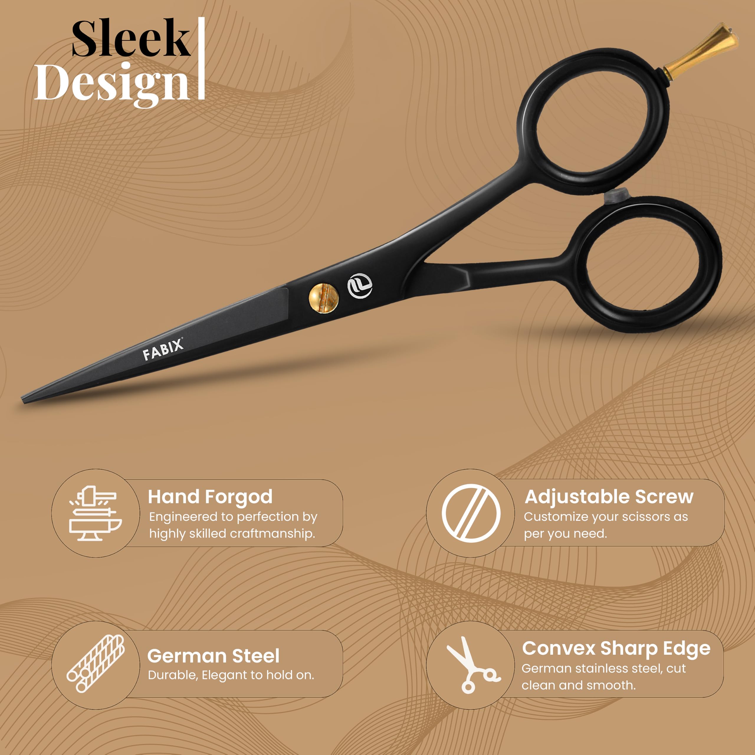 5” Professional Beard & Mustache Scissors Set with Beard Comb, Mustache Comb & Travel Pouch - Precision Grooming Scissors for Men's Facial Hair Care - Ideal for Home, Travel & Salon Use