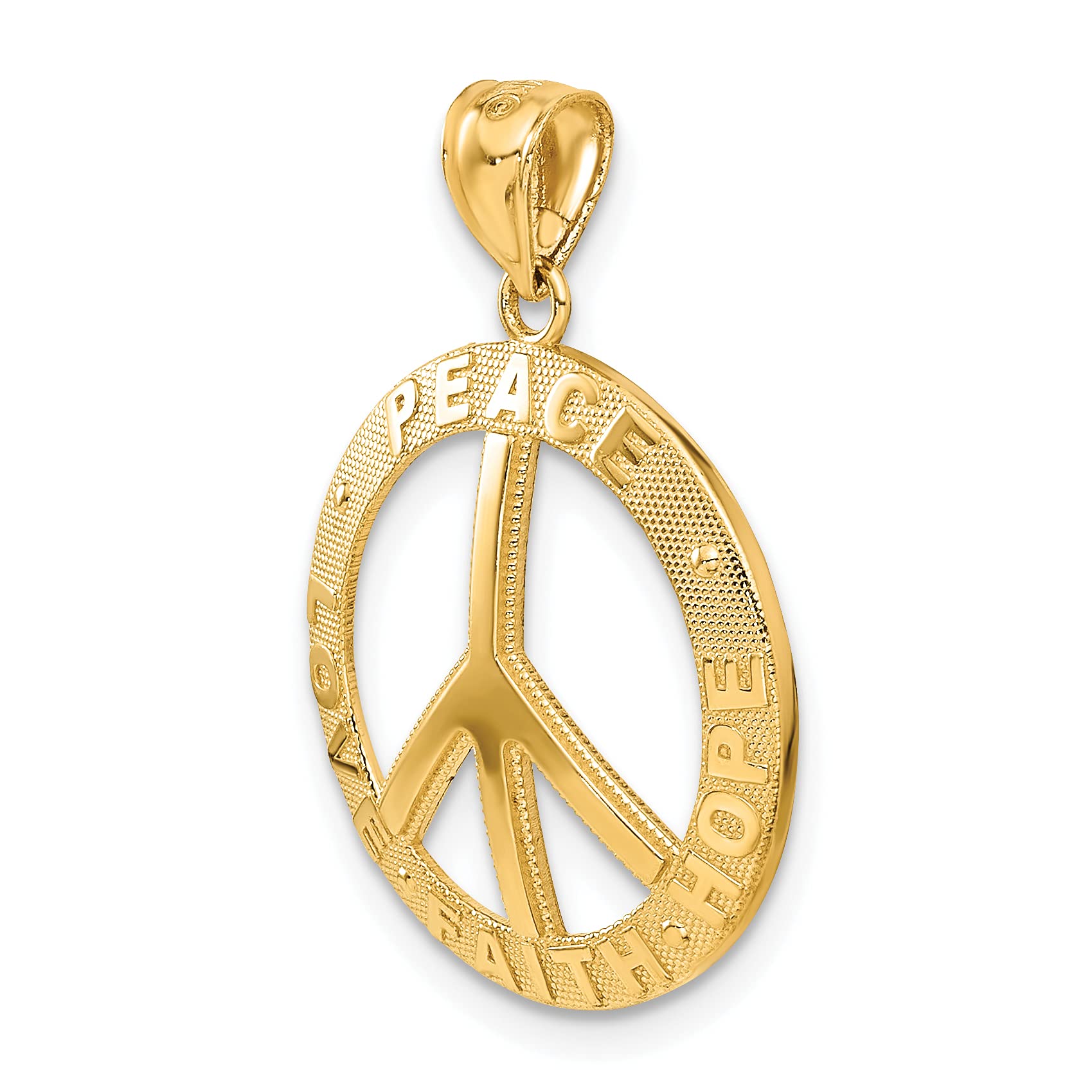 14K Solid Yellow Gold Peace Love Faith Hope Pendant Necklace - Inspirational Jewelry Gift for Women, Birthday, Anniversary, Graduation - Perfect for Daily Wear & Special Occasions