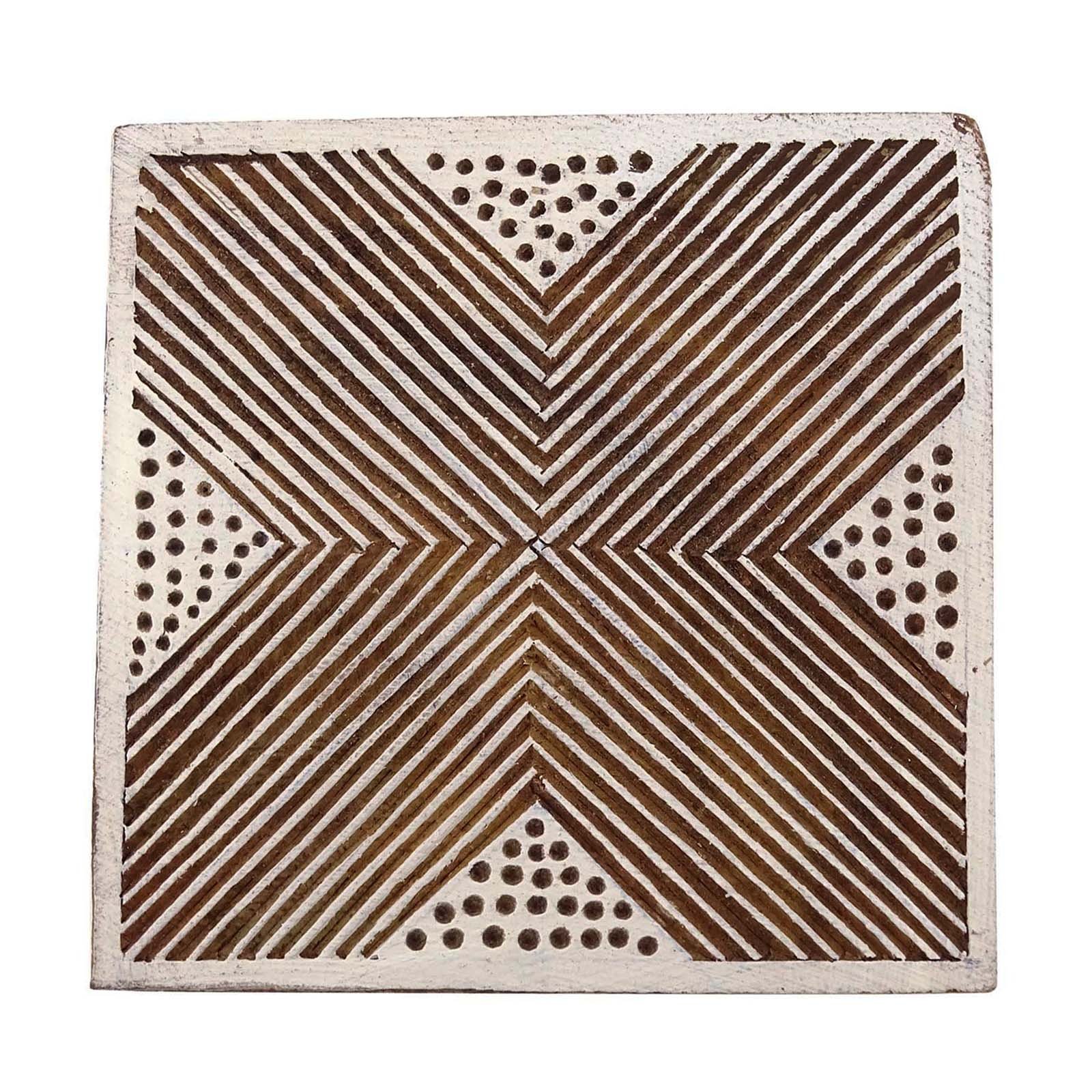 Hand Carved Wooden Stamp for Textile Printing - Brown Border Design | Perfect for DIY Crafts, Fabric Stamping, and Scrapbooking Projects