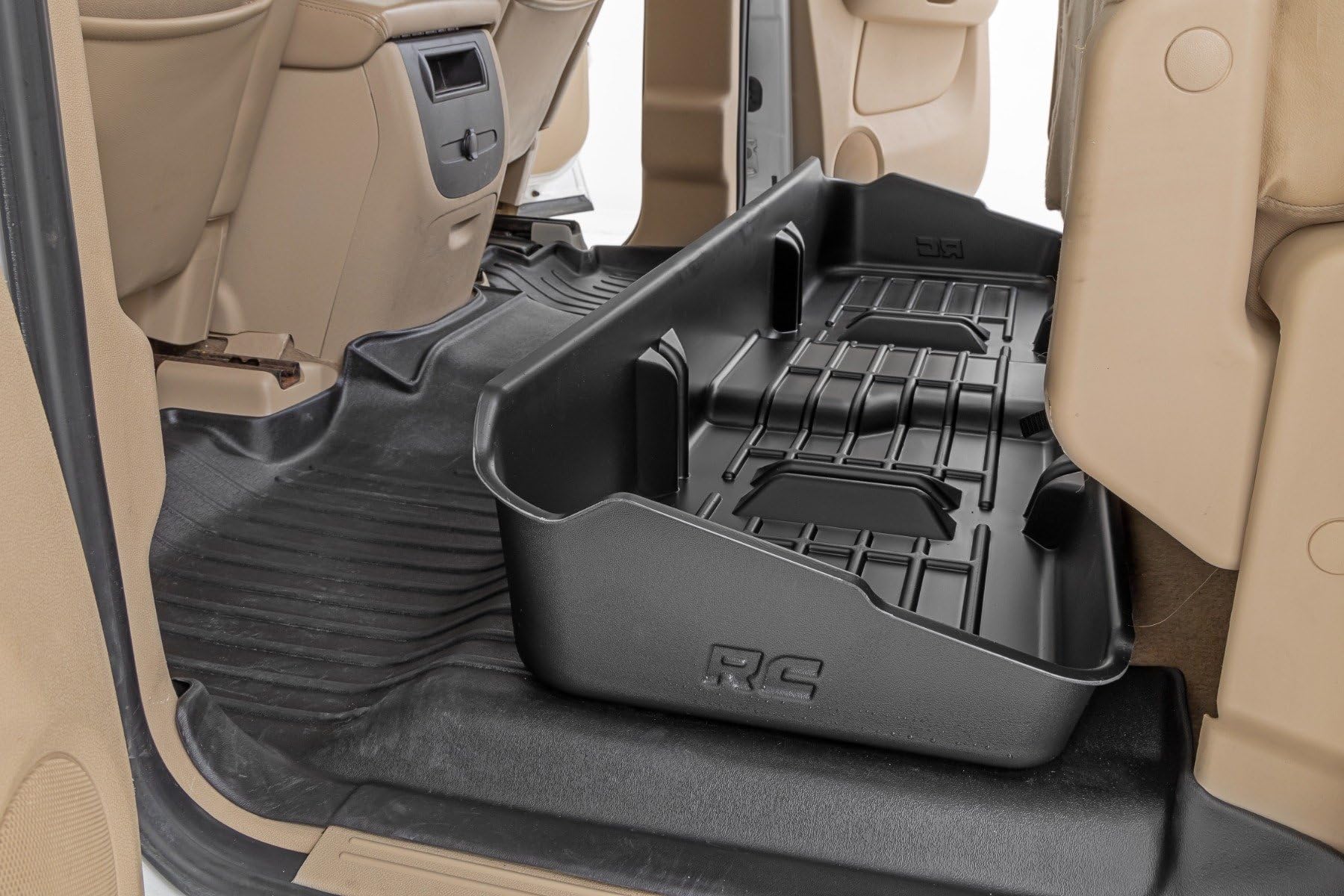 Rough Country Under Seat Storage Organizer for 2007-2013 Chevy Silverado 1500 & GMC Sierra 1500 Crew Cab - Custom Fit Durable Truck Storage Box with Anti-Skid Surface | Perfect for Tools, Emergency Kits & Off-Road Gear Organization
