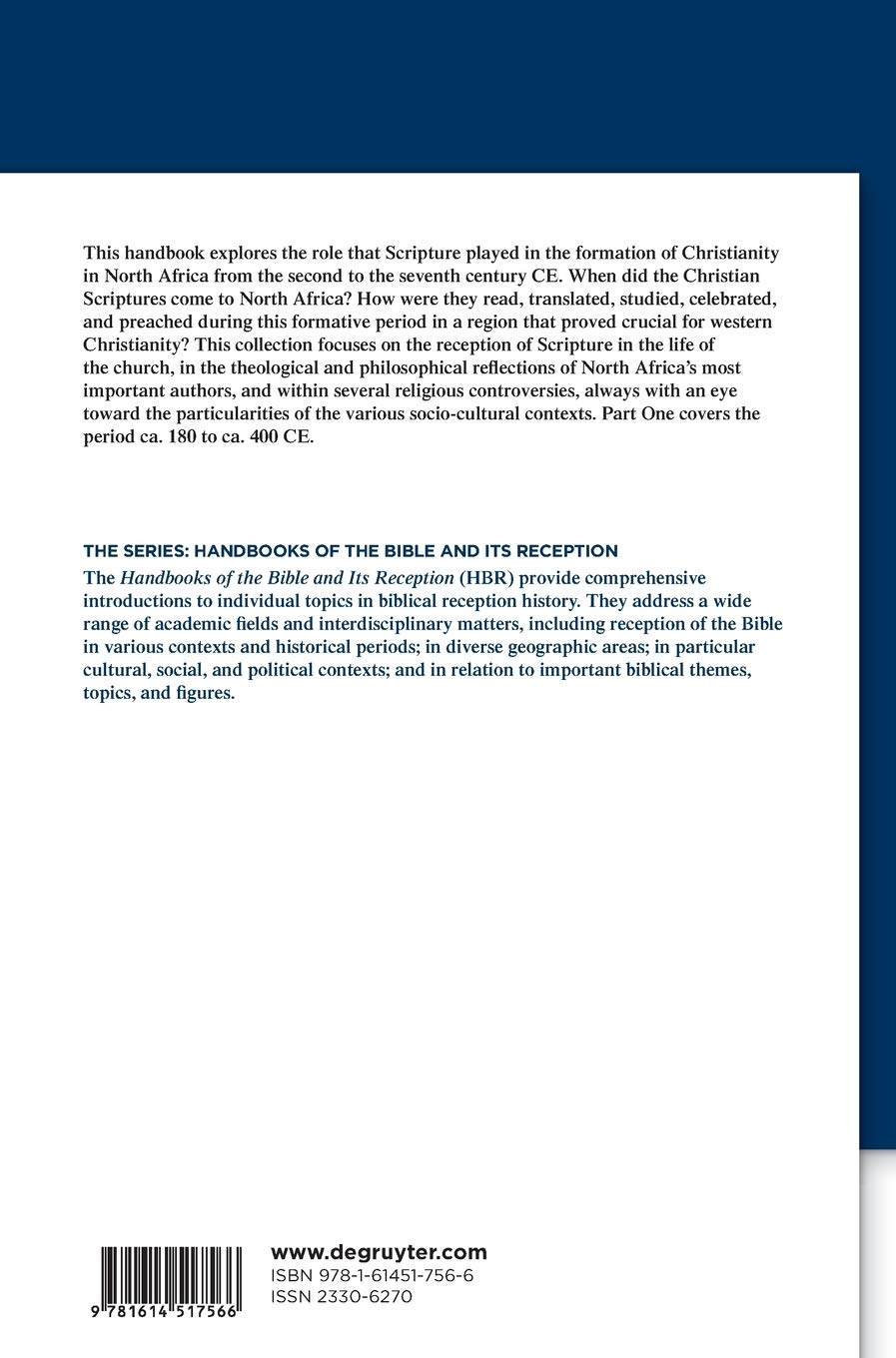 The Bible in Christian North Africa: From 180 to 400 CE - Augustine's Confessiones Era (HBR Handbook 4/1) | Biblical Studies, Early Christianity Research & Academic Theology Resources