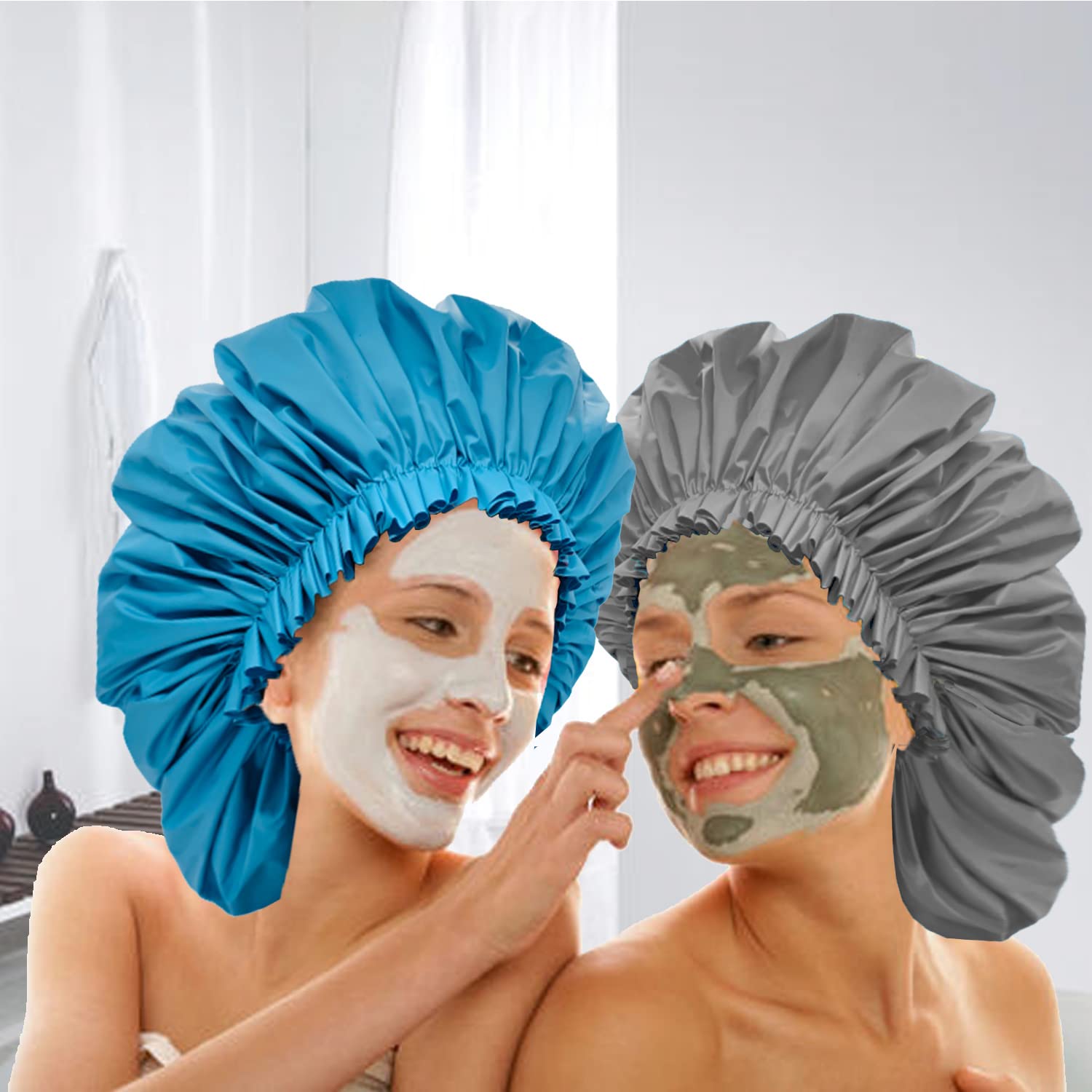 ELEBOX 4 Pack Extra Large Waterproof Shower Caps for Women - Super Jumbo Shower Bonnet for Braids, Salon & Spa Use - Premium Hair Protection for Bathing, Swimming & Hair Treatments