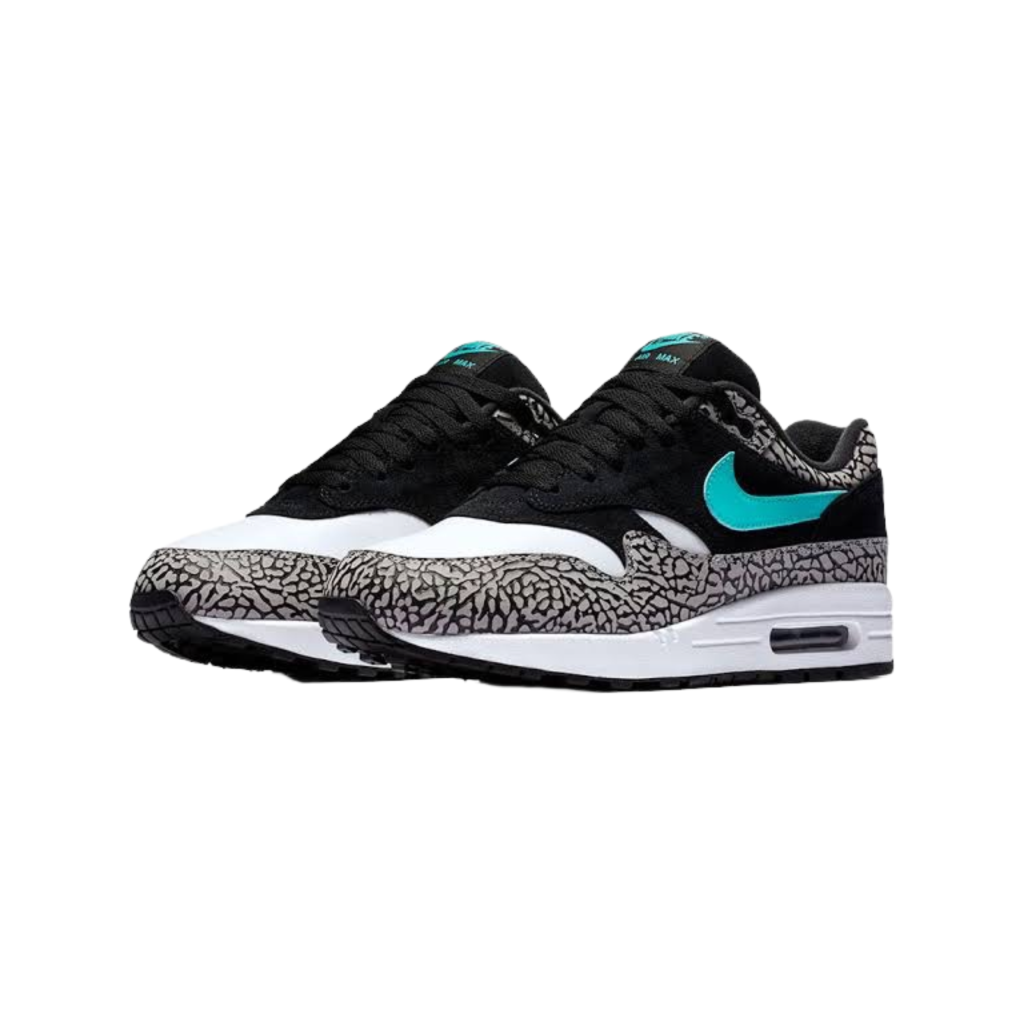 Nike Air Max 1 x Atmos Premium Retro 2017 Sneakers - Elephant Print Cement Jade Black White Shoes for Men & Women | Running, Walking, Casual Wear, Street Fashion
