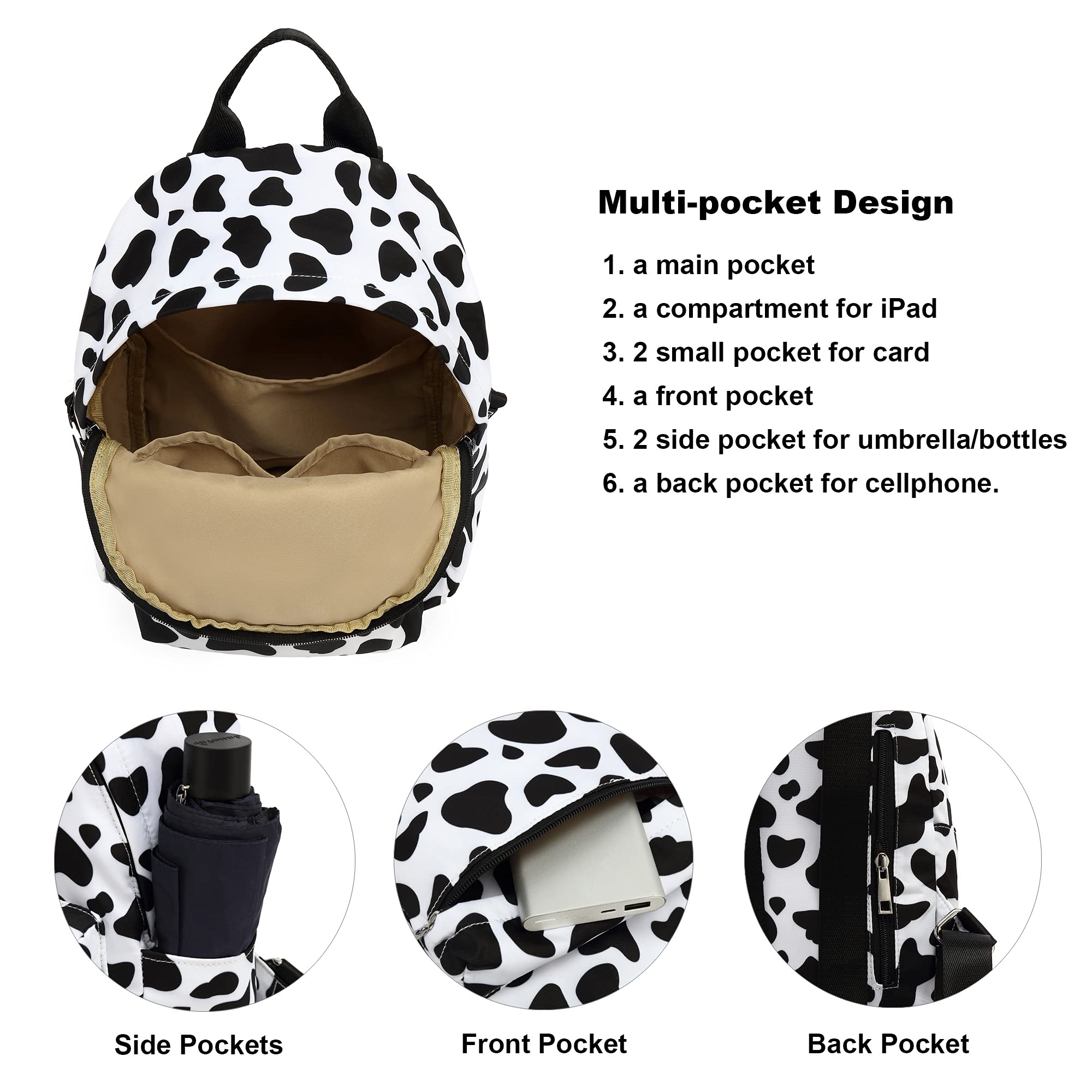 Mini Backpack Purse for Women & Girls - Small Cow Print Backpack for Teens & Kids - Perfect for School, Travel & Daily Use