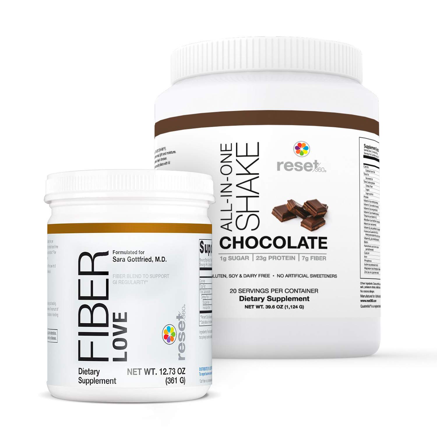 Reset360 Get Me Started Kit with Fiber Love Powder & Chocolate Protein Powder - All-in-One Meal Replacement Shake for Weight Loss & Healthy Lifestyle | Perfect for Busy Professionals, Gym Enthusiasts & On-the-Go Nutrition