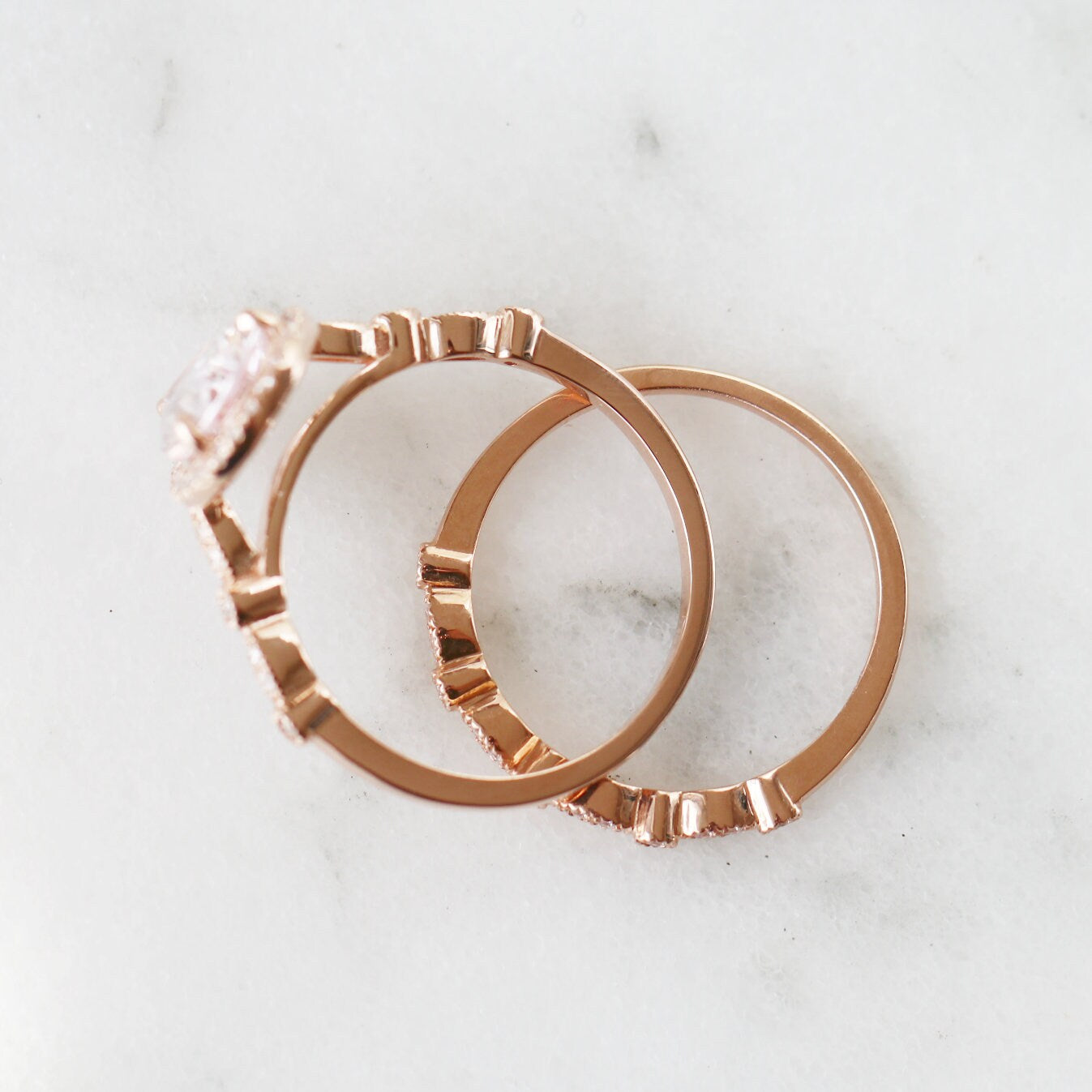 Luxury Teardrop Morganite Engagement Ring - 14K Solid Rose Gold Wedding Band for Women, Perfect for Proposals, Anniversaries & Bridal Jewelry Gifts