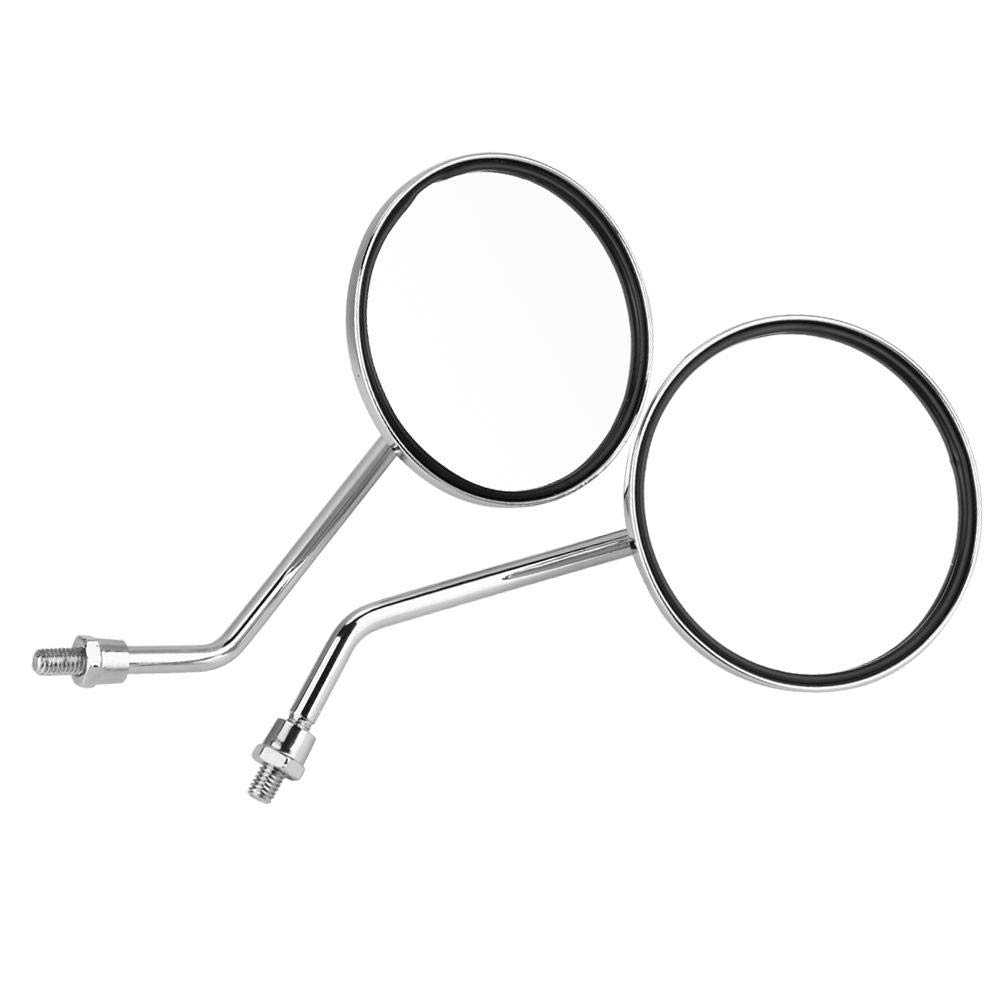 Qiilu 8mm Round Motorcycle Mirrors - Electroplated Pair for DIY Mods & Safe Riding