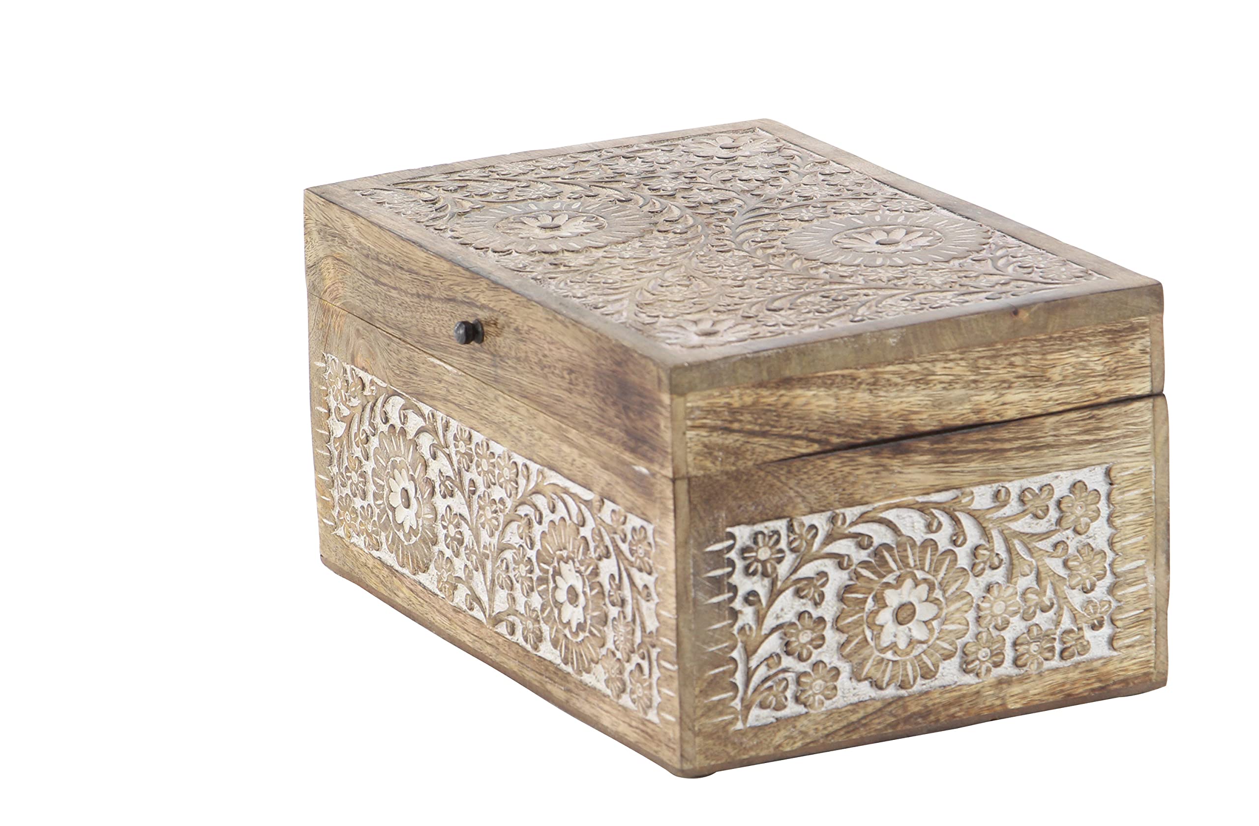 Mango Wood Floral Decorative Box Set of 3 - 8