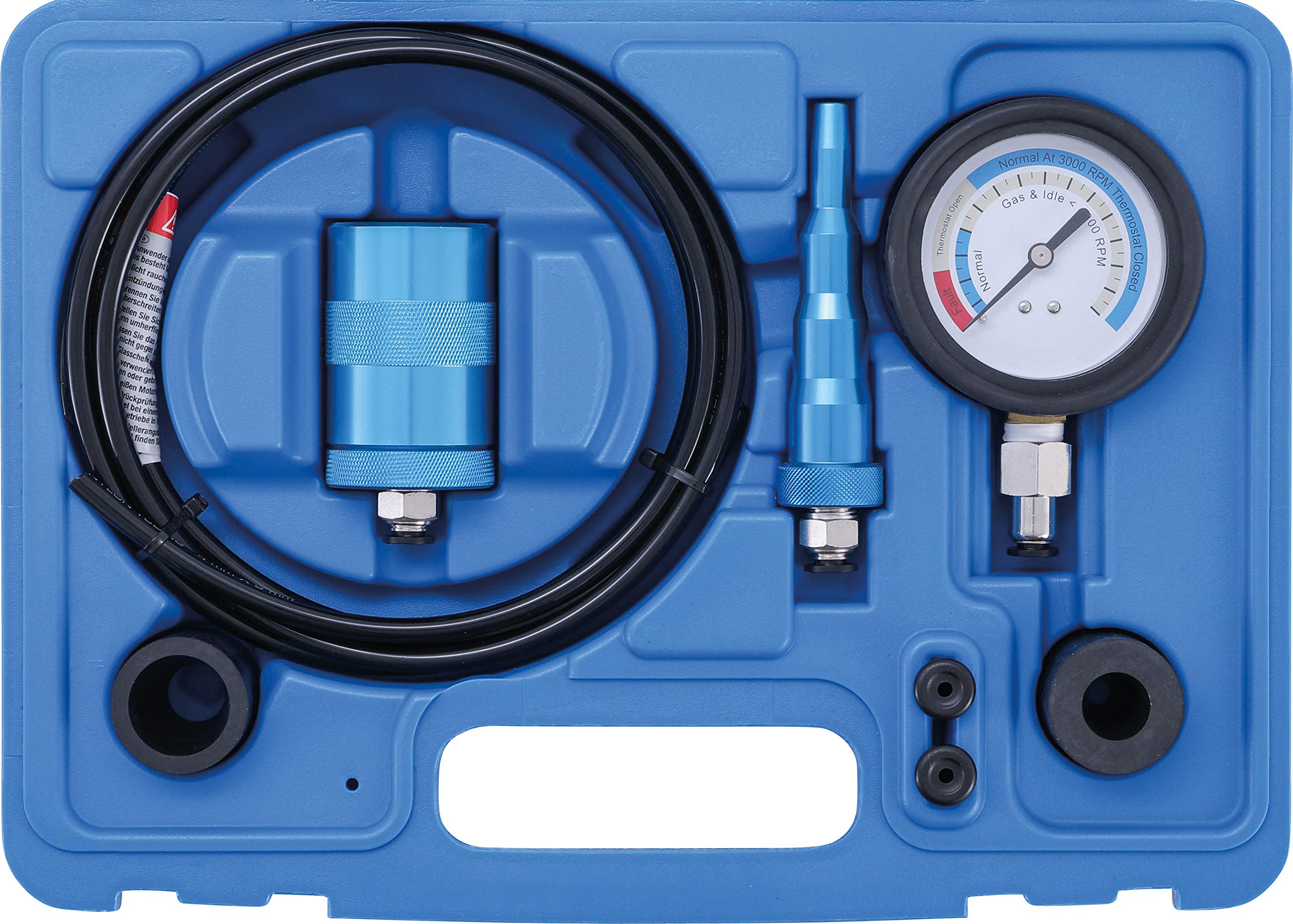 BGS 6750 Water Pump Tester Kit - 8 Piece Automotive Diagnostic Tool Set for Water Pump Testing, Leak Detection & Cooling System Maintenance | Perfect for Mechanics, DIY Enthusiasts & Auto Repair Shops