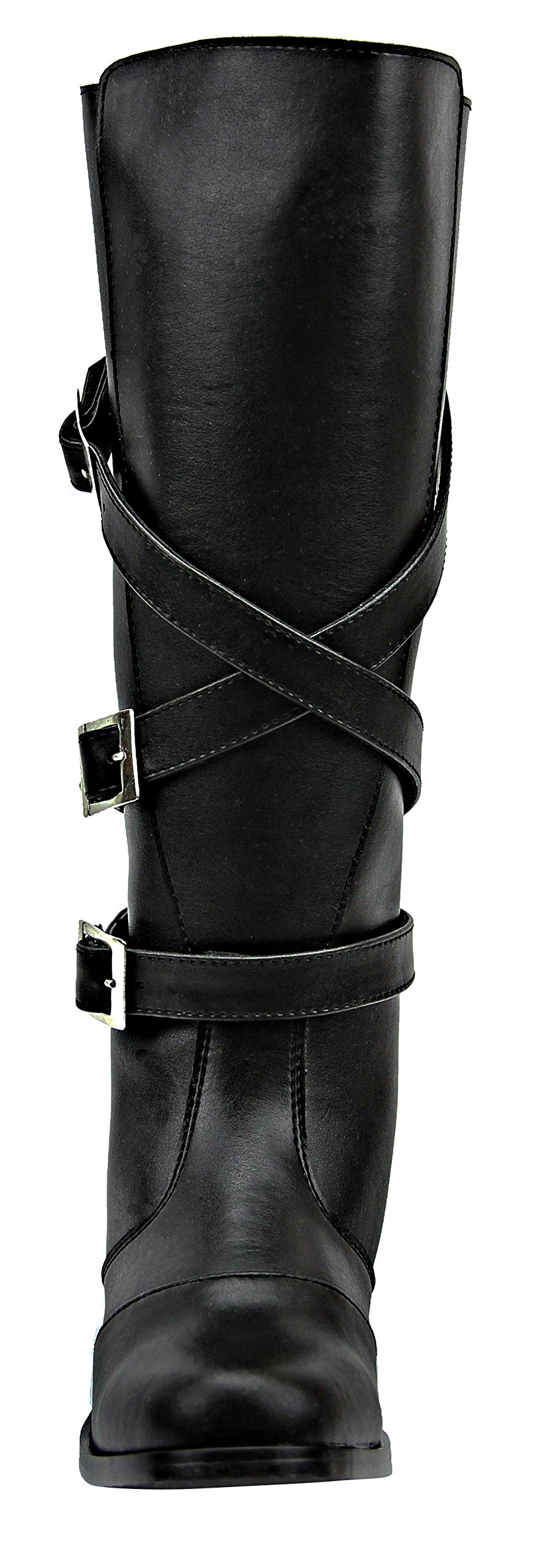 Men's Fashion Motorcycle Riding Leather Knee High Boots - Black Stylish Biker Boots for Riding & Outdoor Adventures