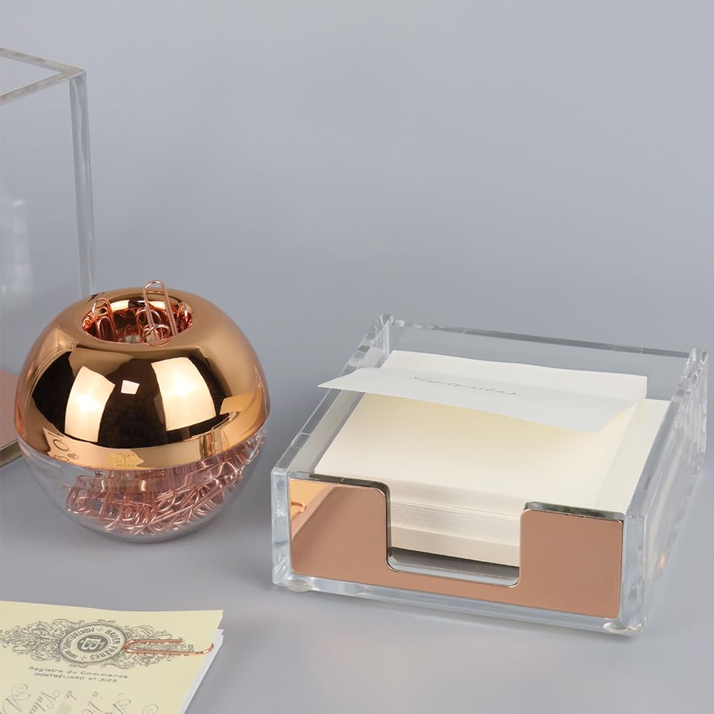 Rose Gold Holographic Paper Clip Holder - 100pcs 28mm Medium Desk Organizer Clips for Office, School & Home Use (Elegant Stationery Accessory)