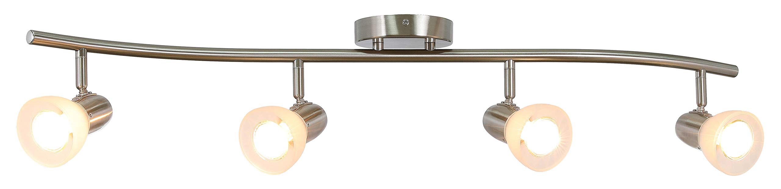 XiNBEi Modern S-Shaped Track Lighting Kit - 4 Light Brushed Nickel Ceiling Fixture for Kitchen, Dining Room & Living Room | Adjustable Spotlights for Home Decor & Accent Lighting (Model XB-TR1223-4-BN)