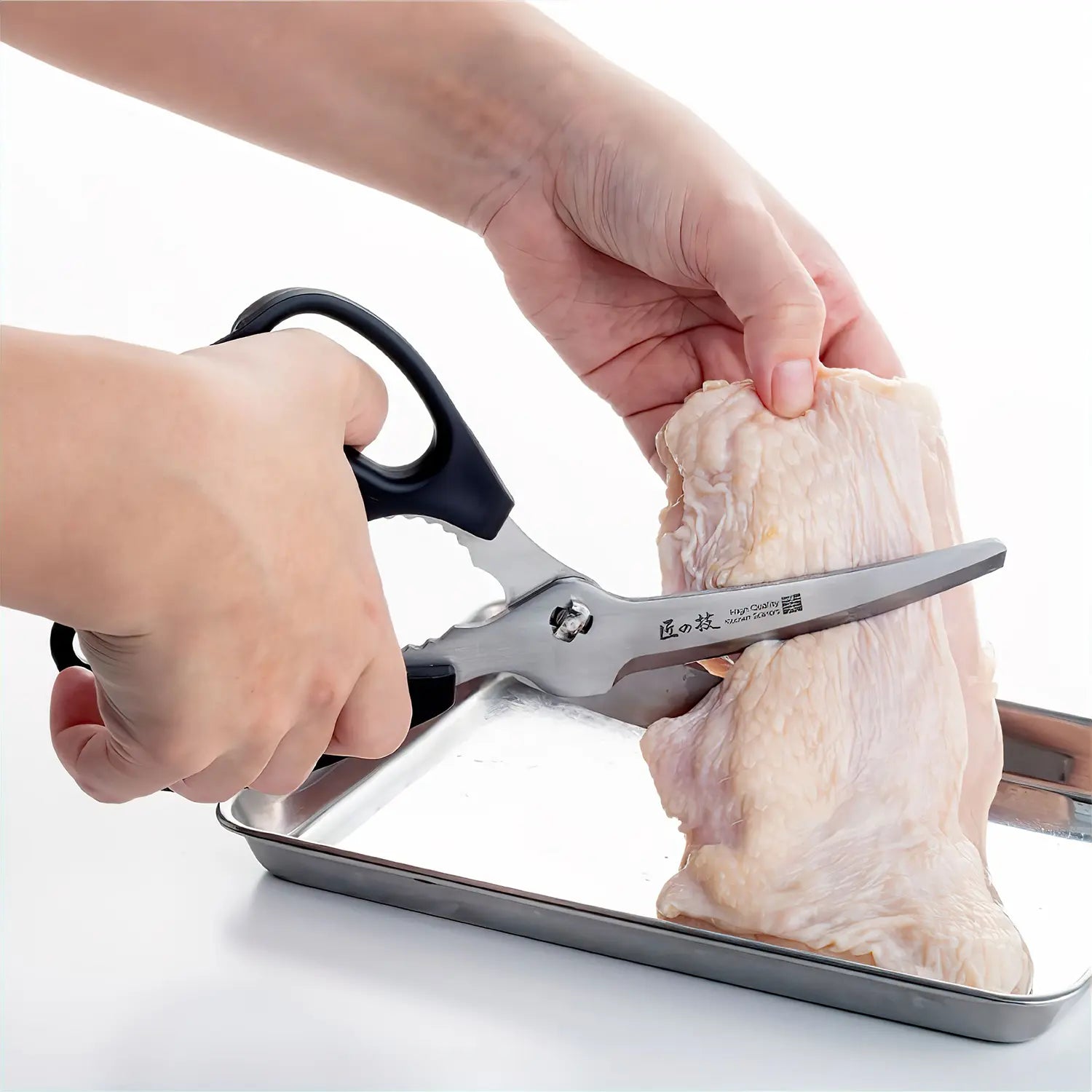 Premium Takuminowaza Stainless Steel Kitchen Scissors - Heavy Duty Pull Cutting Shears for Meat, Poultry, Herbs & Vegetables | Professional Cooking & Food Prep Tool