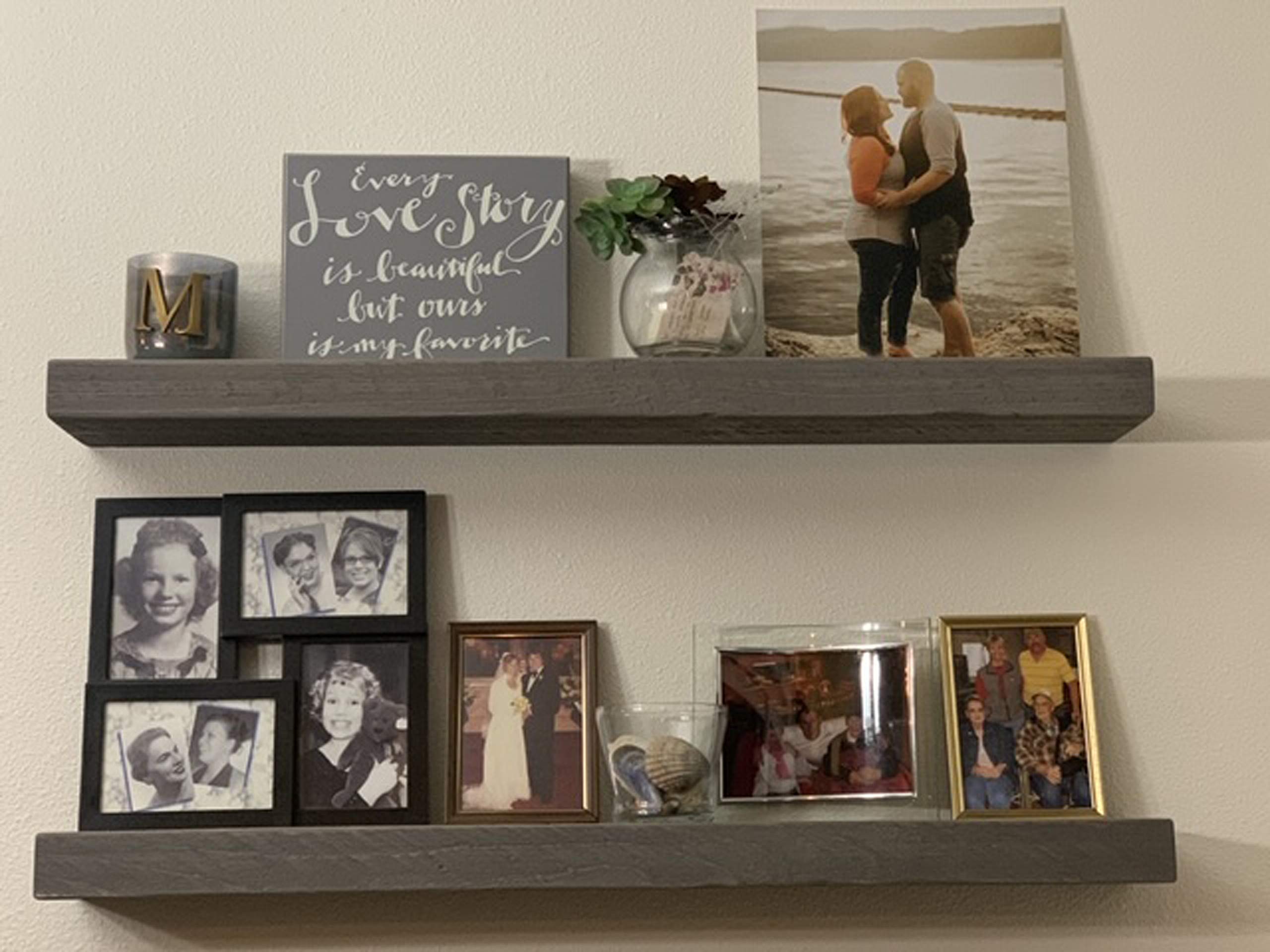 Joel's Antiques - 30 Inch Natural Wood Floating Shelves for Wall - Heavy Duty Rustic Wooden Shelves (30x6x2 Inches) - Perfect for Bedroom, Living Room & Kitchen Decor - Gray/Grey - Ideal for Displaying Books, Photos & Home Decor Items