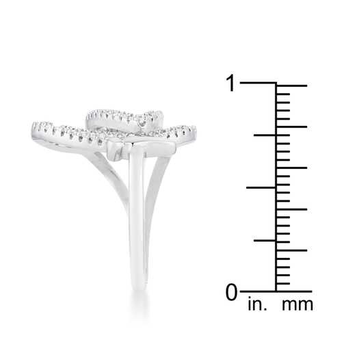 0.4ct CZ Rhodium-Plated Butterfly Pave Ring for Women - Elegant Cubic Zirconia Jewelry Gift for Anniversary, Birthday & Special Occasions
