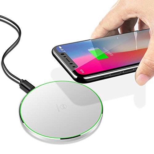 Mcdodo 10W Fast Wireless Charger Pad - Qi Certified for iPhone X, 8/8 Plus, Samsung Galaxy S8/S8+/S7/S7 Edge/S6 Edge+/Note 5, Nexus 5/6/7 & Qi-Enabled Devices (White) | Perfect for Bedside, Office & Car Charging