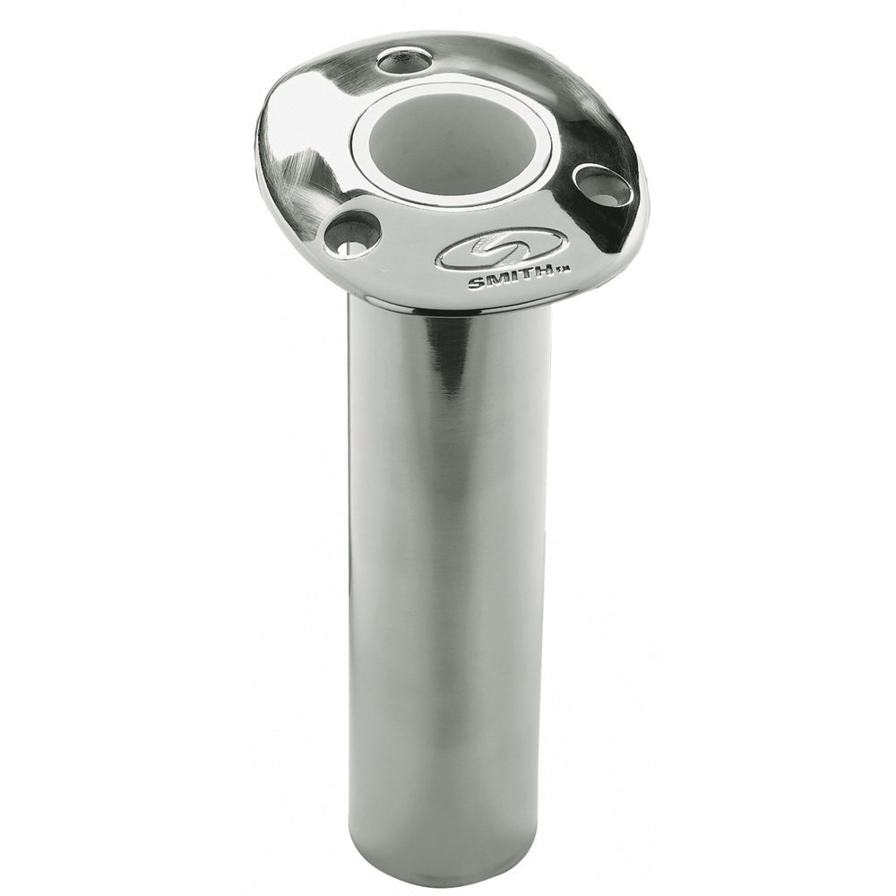 C.E. Smith 0 Degree Flush Mount Fishing Rod Holder - Heavy Duty Marine Grade Stainless Steel for Boat, Kayak, and Dock Fishing Accessories
