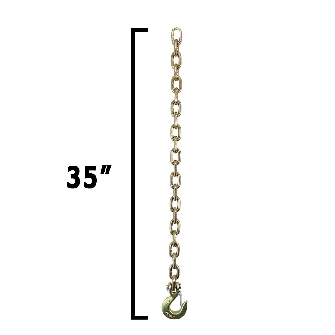 5/16” x 35” Trailer Safety Chains - 2 Pack Grade 70 Transport Chain with Clevis Hooks for Towing, Boat Trailers & Utility Hauling - Heavy Duty Vehicle Accessories