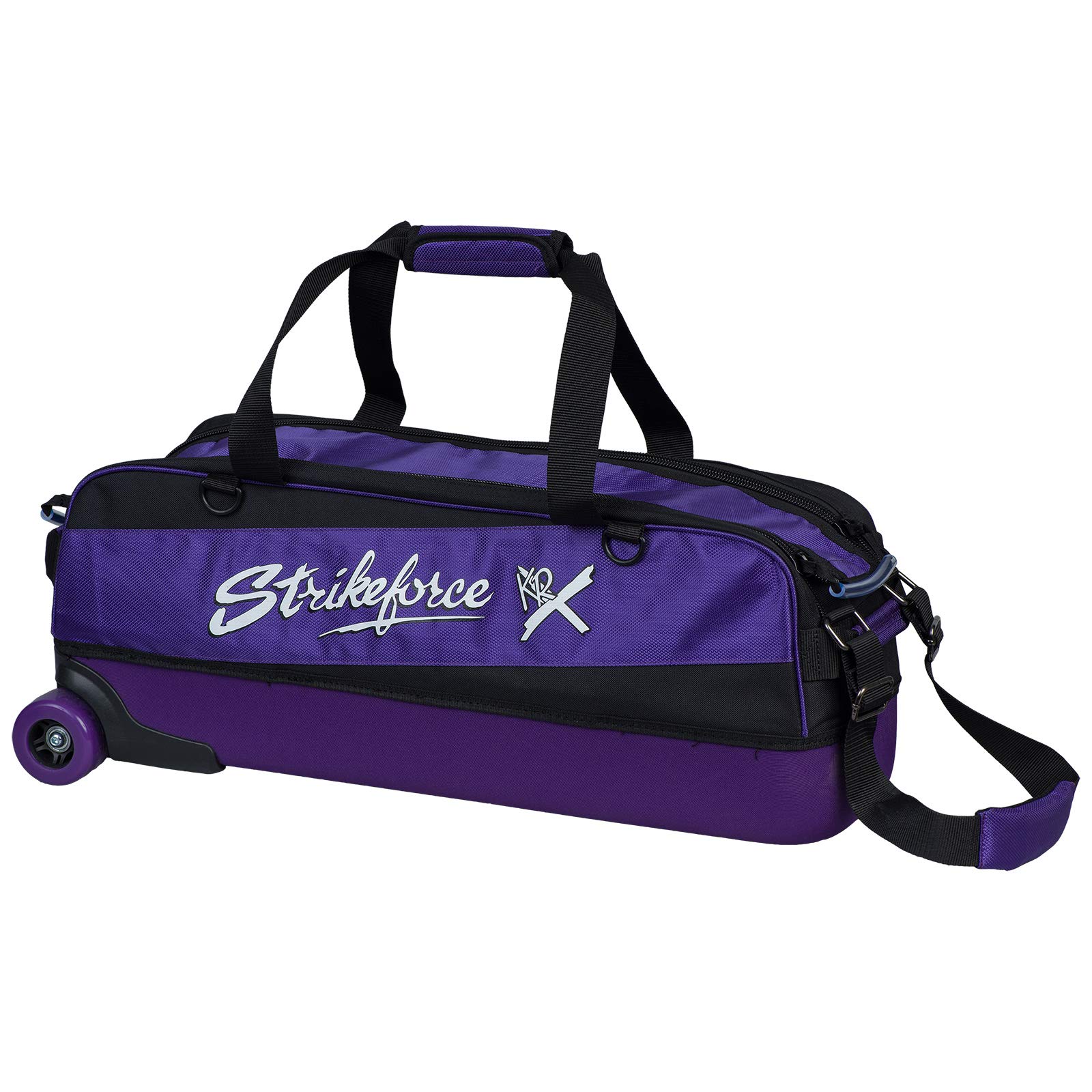 KR Strikeforce Fast Slim Triple Tote Bag - Lightweight Waterproof Purse for Women, Gym, Work & Travel | Durable Nylon Shoulder Bag with 3 Compartments (Purple)