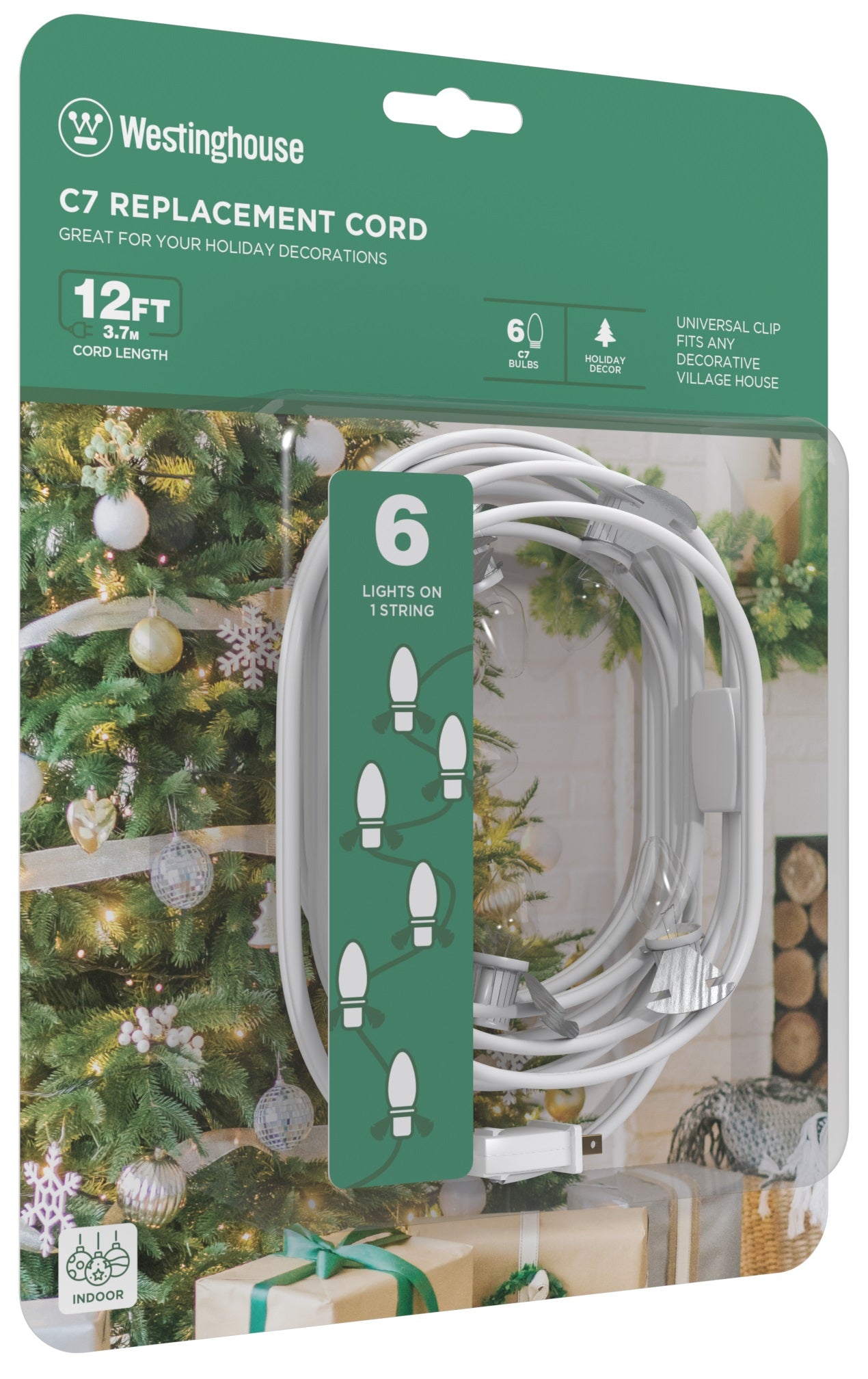6 Pack C7 Replacement Bulbs - 5W E12 Base Clear Christmas Lights for Holiday Decorations, Indoor & Outdoor Use