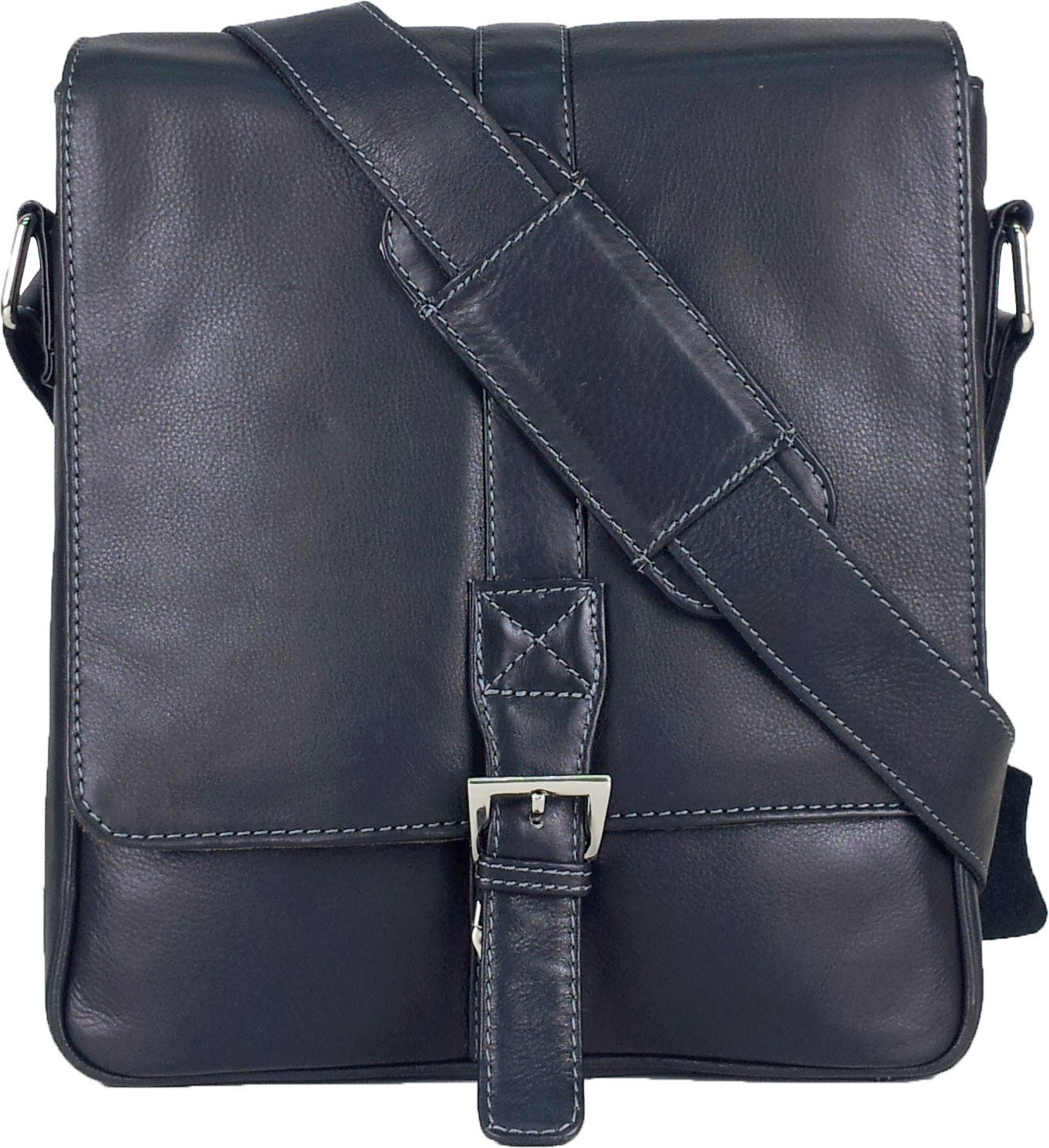 Premium Genuine Leather Messenger Bag for iPad, Ebook & Tablets - Stylish Black Unicorn Design - Perfect for Work, School & Travel Accessories