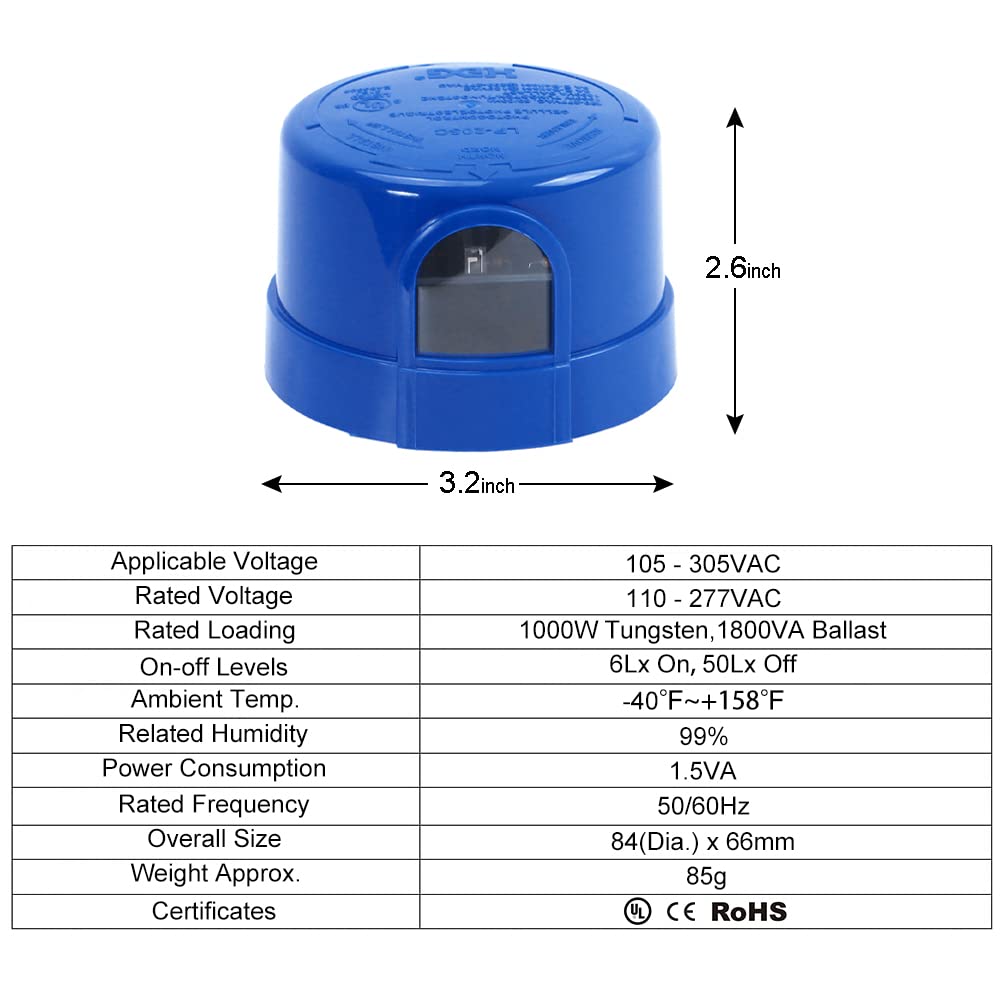 1 Pack Photocell Sensor Switch for Outdoor Lights - Auto On/Off Dusk to Dawn Light Control with Twist Lock - Weatherproof Photo Cell for LED Street Lights, Barn Lights, Parking Lot & Area Lighting (Ideal for Security, Pathway & Landscape Illumination)