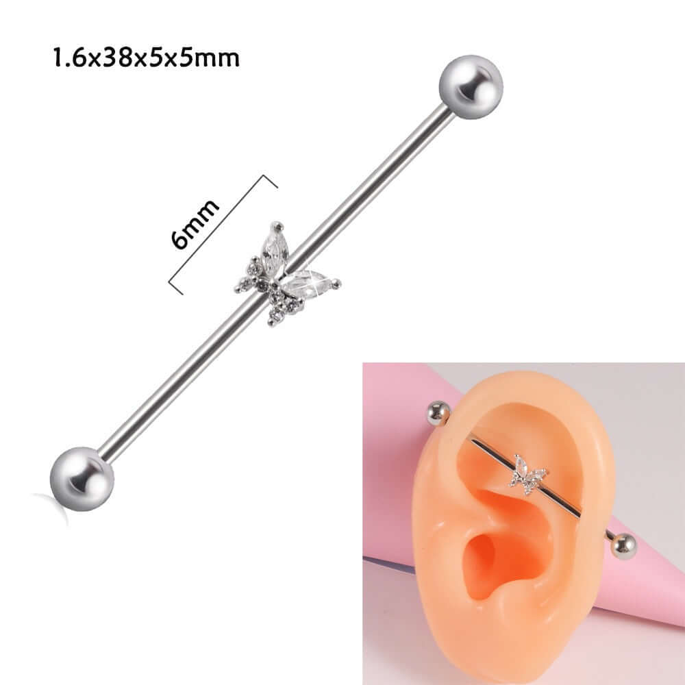 14g Silver Scorpio Insect Industrial Barbell Body Jewelry - Belly Button & Nose Piercing Bar | Perfect for Gothic, Punk & Alternative Fashion Styles