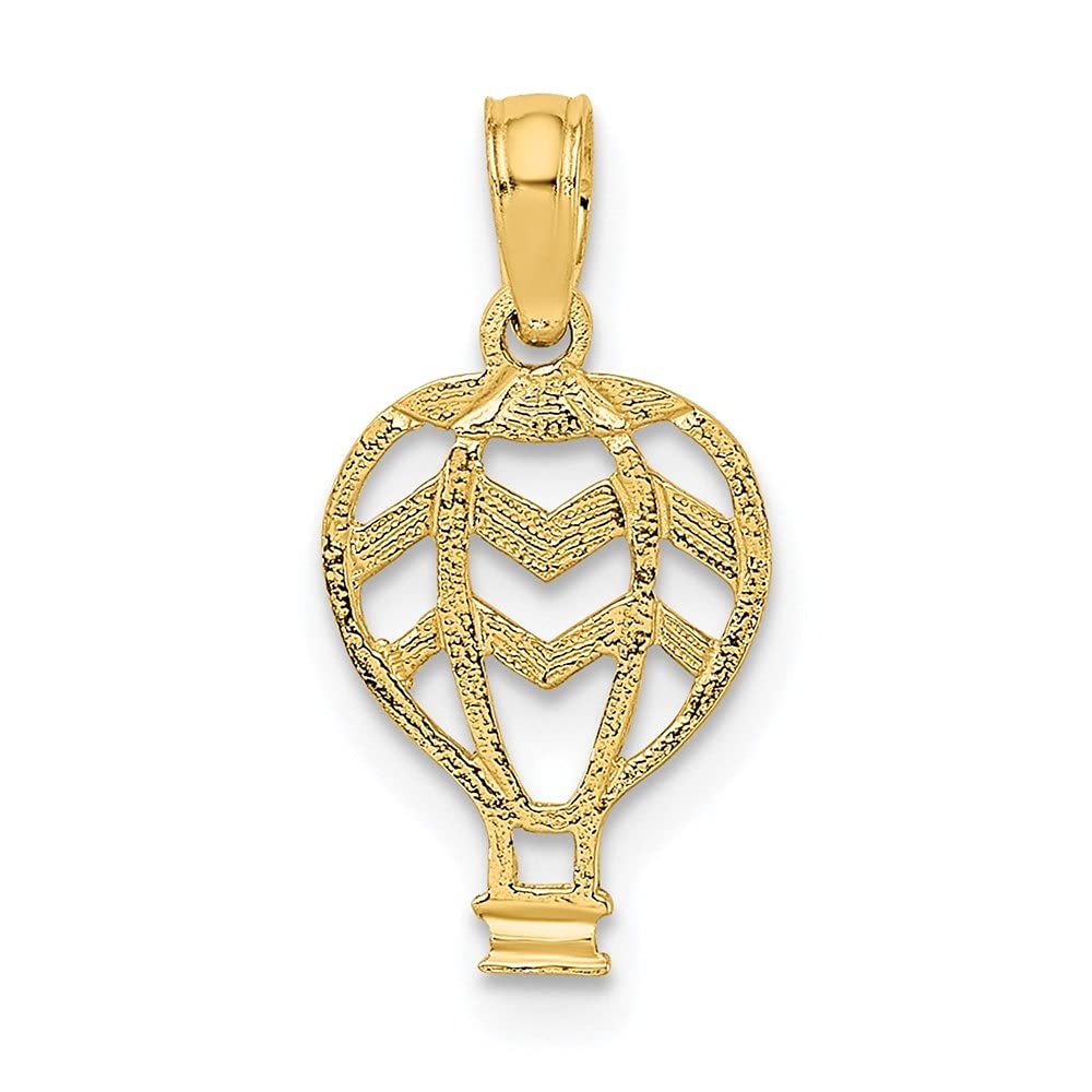 14K Yellow Gold Hot Air Balloon Charm Pendant - Dainty Cut-Out Design Fine Jewelry for Women (12.3mm x 9.22mm) - Perfect for Necklace Layering, Gift Giving & Everyday Wear