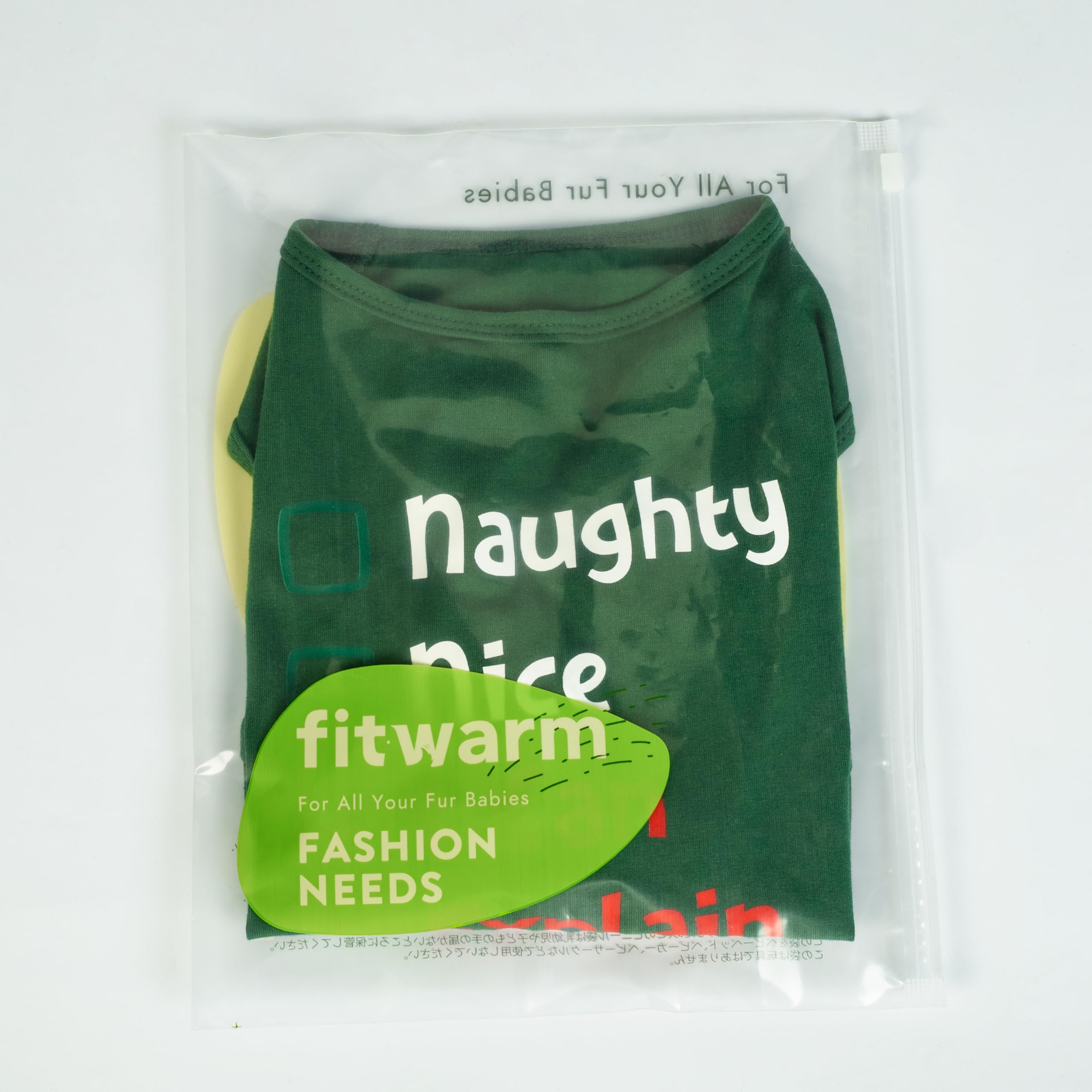 Fitwarm Naughty or Nice Christmas Dog Shirt - Festive Holiday Pet Outfit for Small Dogs (Green, Red, White) - Funny Dog T-Shirt for Boys & Girls - Perfect for Christmas Photos, Parties & Family Gatherings