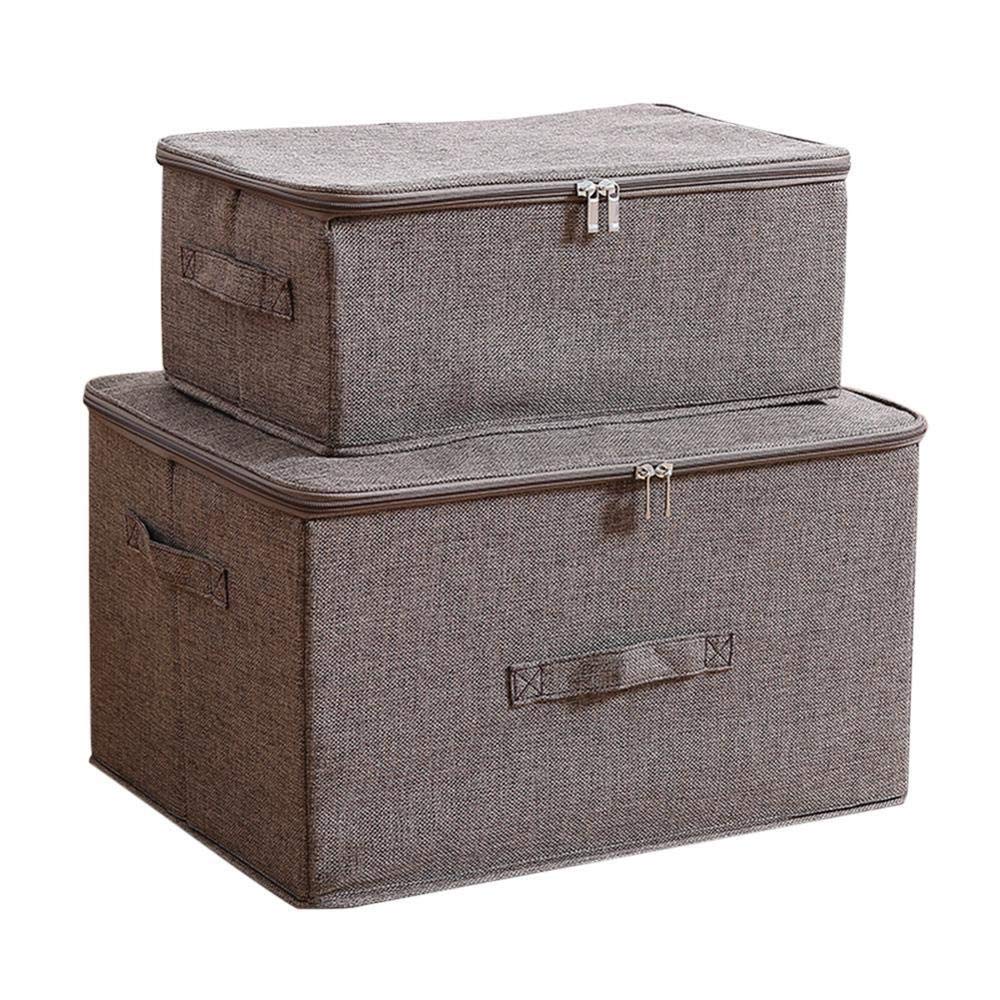 Odor-Free Polyester Fabric Storage Boxes with Lids - Clear Organizer Bins with Double Covers for Home & Office Organization (Coffee Z2) | Perfect for Closet, Bathroom, Nursery & Pantry Storage
