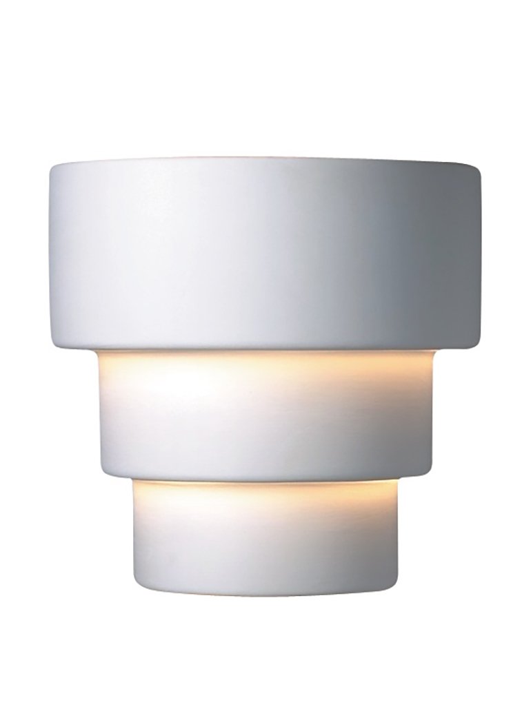 CER-2225W-BIS White Outdoor Wall Sconce with Ceramic Bisque Shades - Perfect for Porch, Patio, Garden & Exterior Lighting
