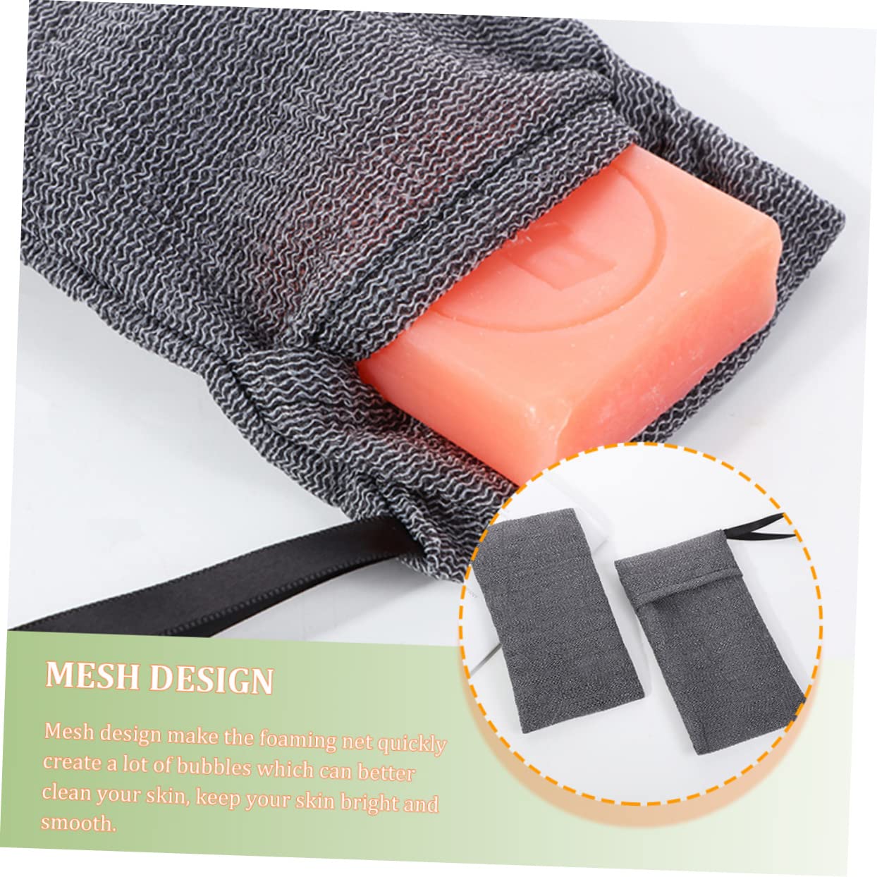 6-Pack Grey Nylon Soap Sponges for Face & Body Wash - Exfoliating Bath Sponge, Travel Soap Saver Pouch, Foaming Soap Holder - Perfect for Shower, Travel & Sensitive Skin Care