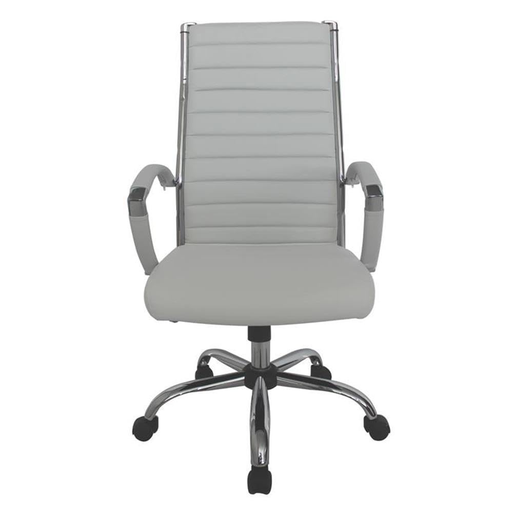 Furniture of America Damse White Faux Leather Large Adjustable Office Chair - Ergonomic Executive Desk Chair for Home & Office Workspace