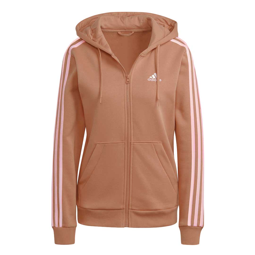 Adidas Women's 3 Stripes Fleece Full Zip Hoodie - Warm Winter Jacket for Casual Outfits & Gym Wear (IM0241) | Perfect for Running, Travel & Everyday Comfort