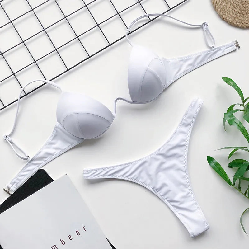 8 Colors Women's Halter Bikini Set - Push Up Swimwear, Bandeau Swimsuit & Sexy Bathing Suit for Beach, Pool Party & Summer Vacation