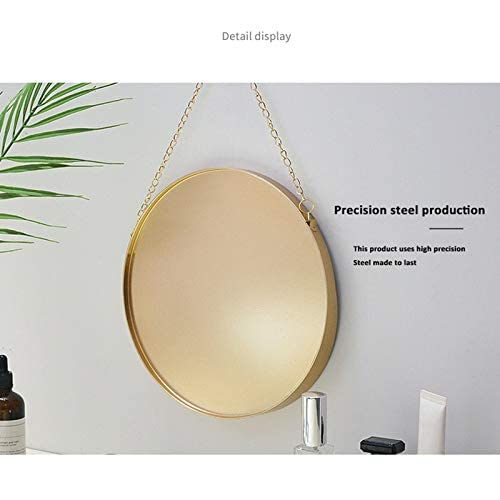 Round Metal Bathroom Mirror - Wall Mounted Vanity Mirror for Makeup & Salon Decor, Rust-Resistant Bathroom Wall Art, Perfect for Toilet & Powder Room Decoration (Use in Bathrooms, Bedrooms, Dressing Rooms)
