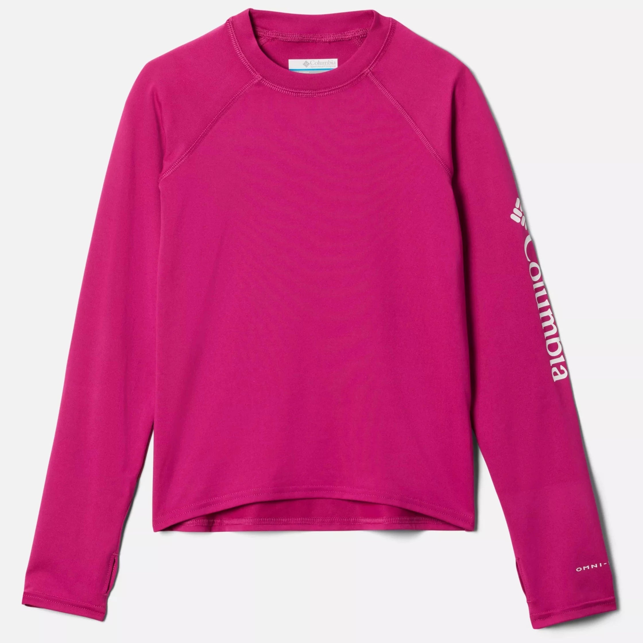 Columbia Women's Wild Fuchsia Sandy Shores UPF 50+ Long Sleeve Rash Guard Swim Shirt - Sun Protection for Swimming, Surfing & Beach Activities
