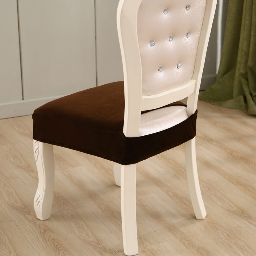 Premium Thick Velvet Dining Chair Covers - Elastic Stretch Slipcovers for Kitchen & Living Room Chairs (1-Piece, Coffee Brown) - Perfect for Home Decor & Furniture Protection
