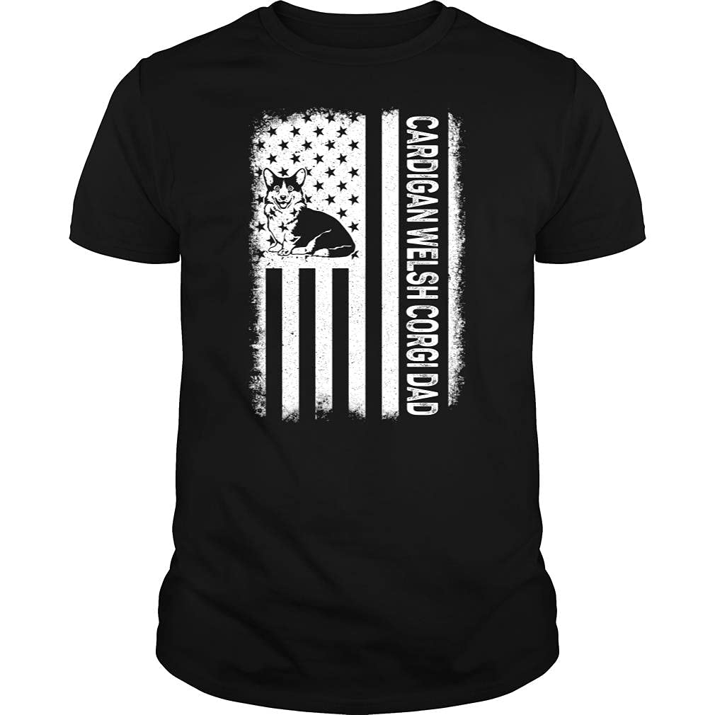 Cardigan Welsh Corgi Dad USA Flag T-Shirt - Unisex Cotton Tee for Dog Lovers, Patriotic Pet Owners | Perfect for Father's Day, Casual Wear & Corgi Fan Gifts