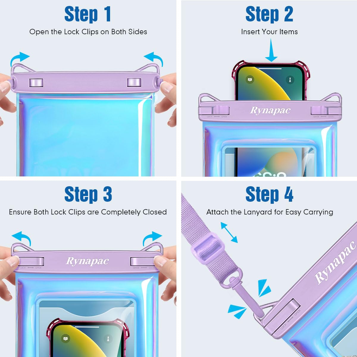 Waterproof Phone Pouch Floating - IPX8 Waterproof Phone Case for iPhone 16 15 14 Pro Max & Galaxy S24 S23 Ultra (Up to 10'') - Underwater Cellphone Holder with Lanyard - Perfect for Beach Vacation, Swimming, Snorkeling & Water Sports