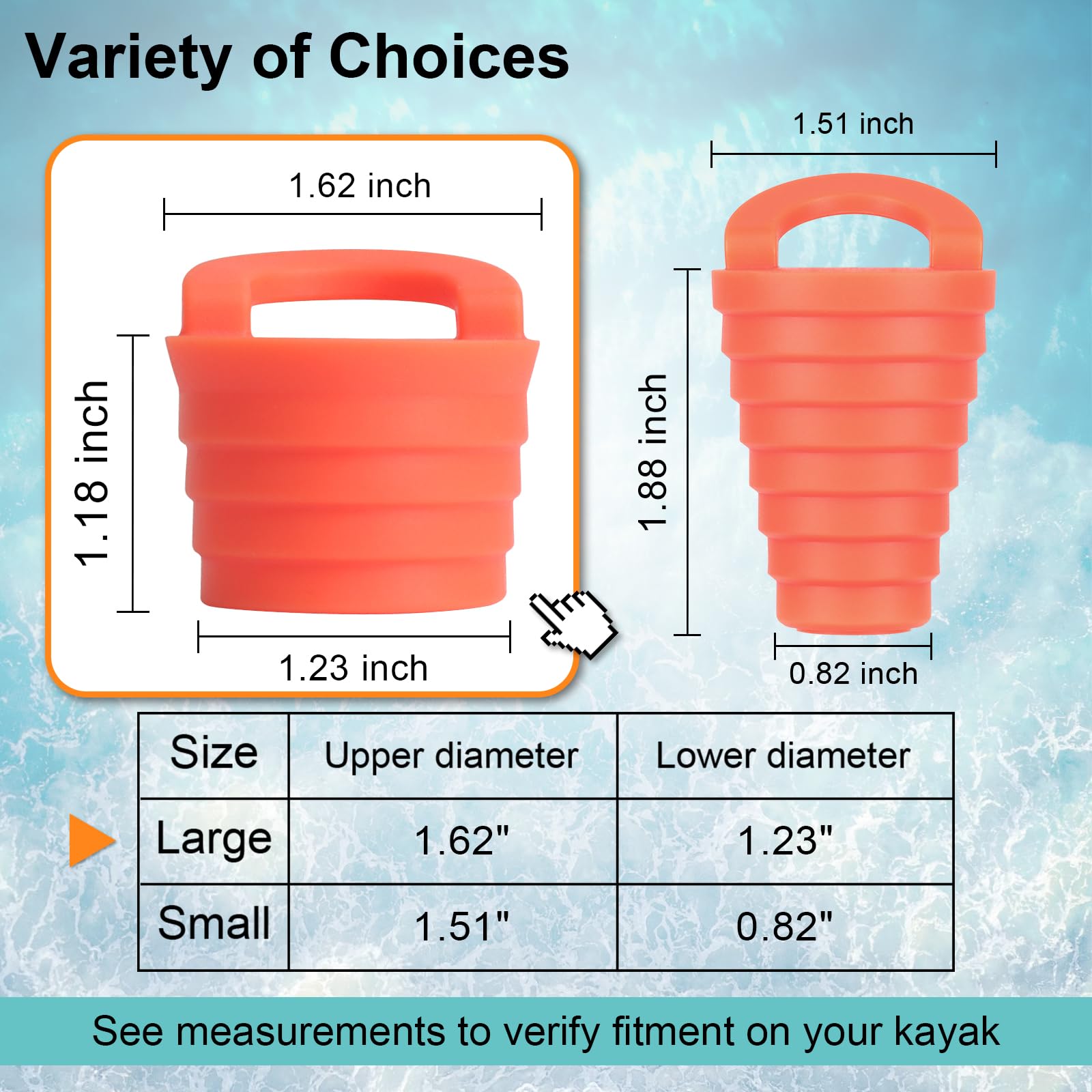 HLOGREE 6PCs Silicone Kayak Scupper Plugs - Universal Fit for Sit-On-Top Kayaks, Lifetime Warranty, Drain Stoppers & Replacement Parts - Perfect for Kayaking, Fishing, and Water Sports Adventures