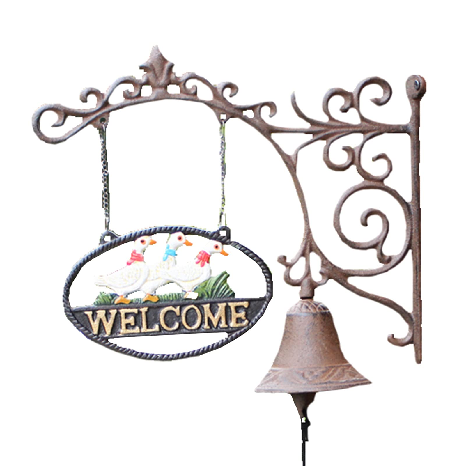 LJHU Rustic Wall-Mounted Dinner Bell with Rope - Weatherproof Farmhouse Welcome Bell for Milk Tea Shops, Fried Chicken Restaurants & Animal Shelters - Perfect for Outdoor Cafes, Country Stores & Vintage Decor